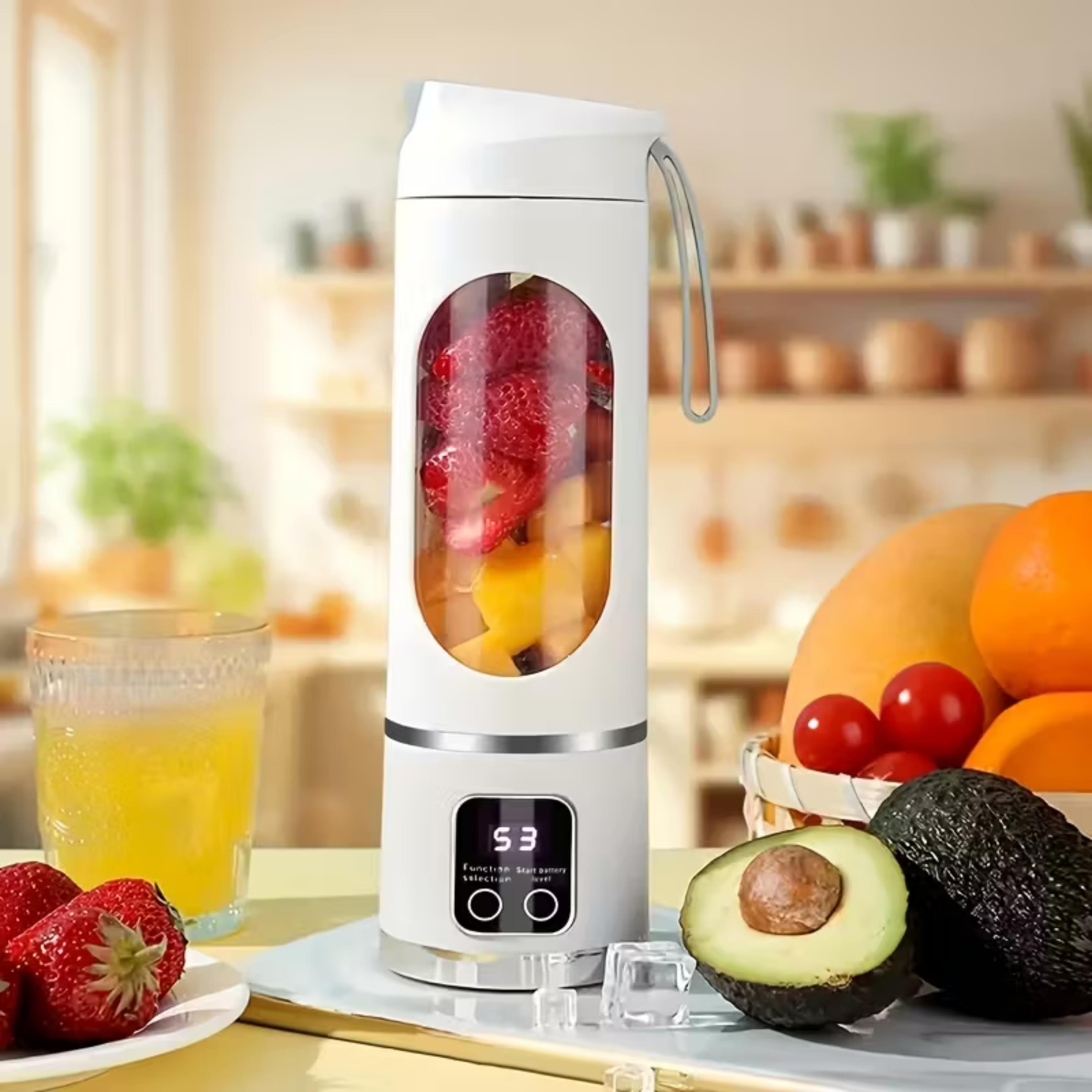 Beyaz HS-860 Usb Şarjlı Taşınabilir 450 ML Kapasiteli Smoothie Blenderı Dijital Ekranlı Paslanmaz Çelik Bıçaklı Meyve Sıkacağı Ve Shaker Makinesi