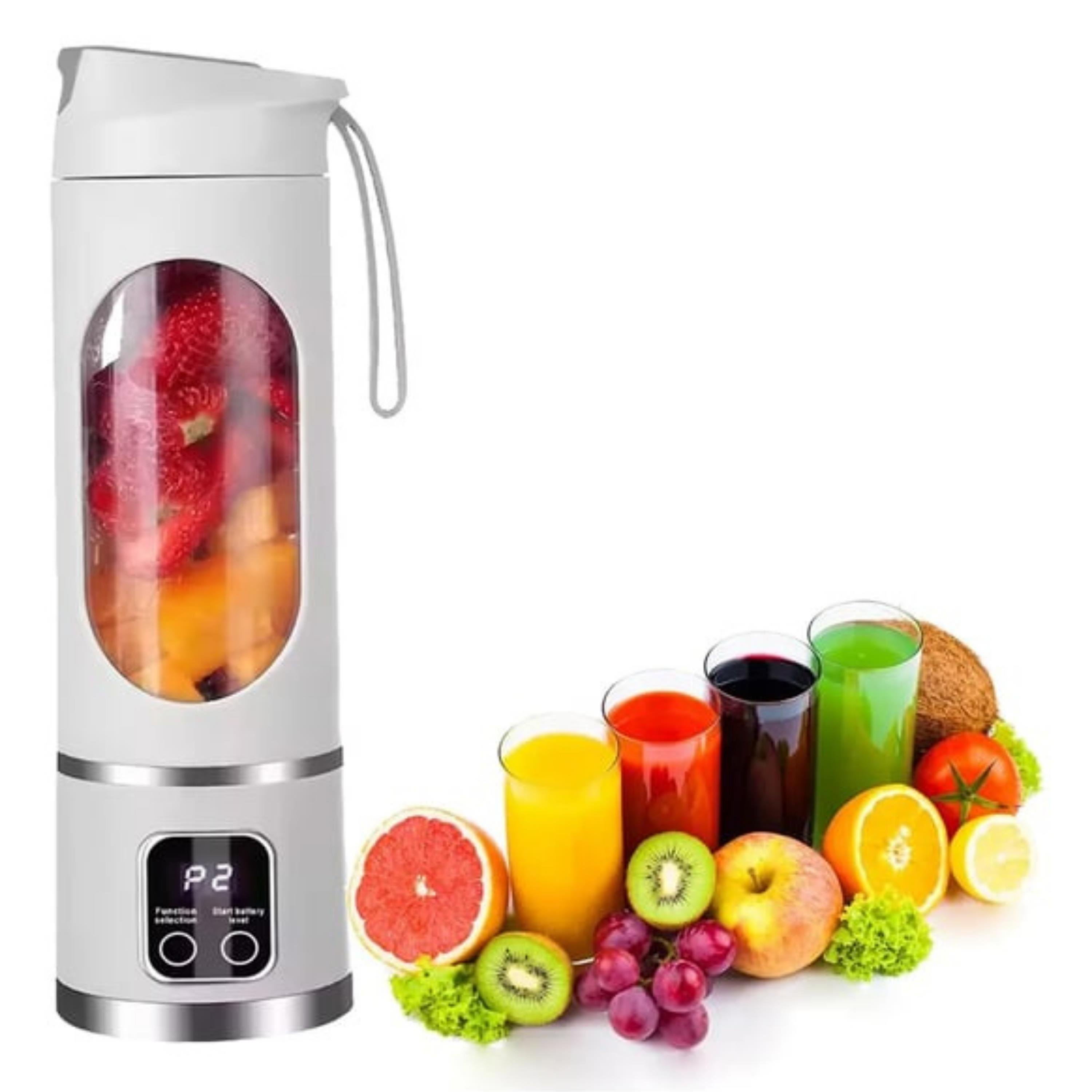 Beyaz HS-860 Usb Şarjlı Taşınabilir 450 ML Kapasiteli Smoothie Blenderı Dijital Ekranlı Paslanmaz Çelik Bıçaklı Meyve Sıkacağı Ve Shaker Makinesi