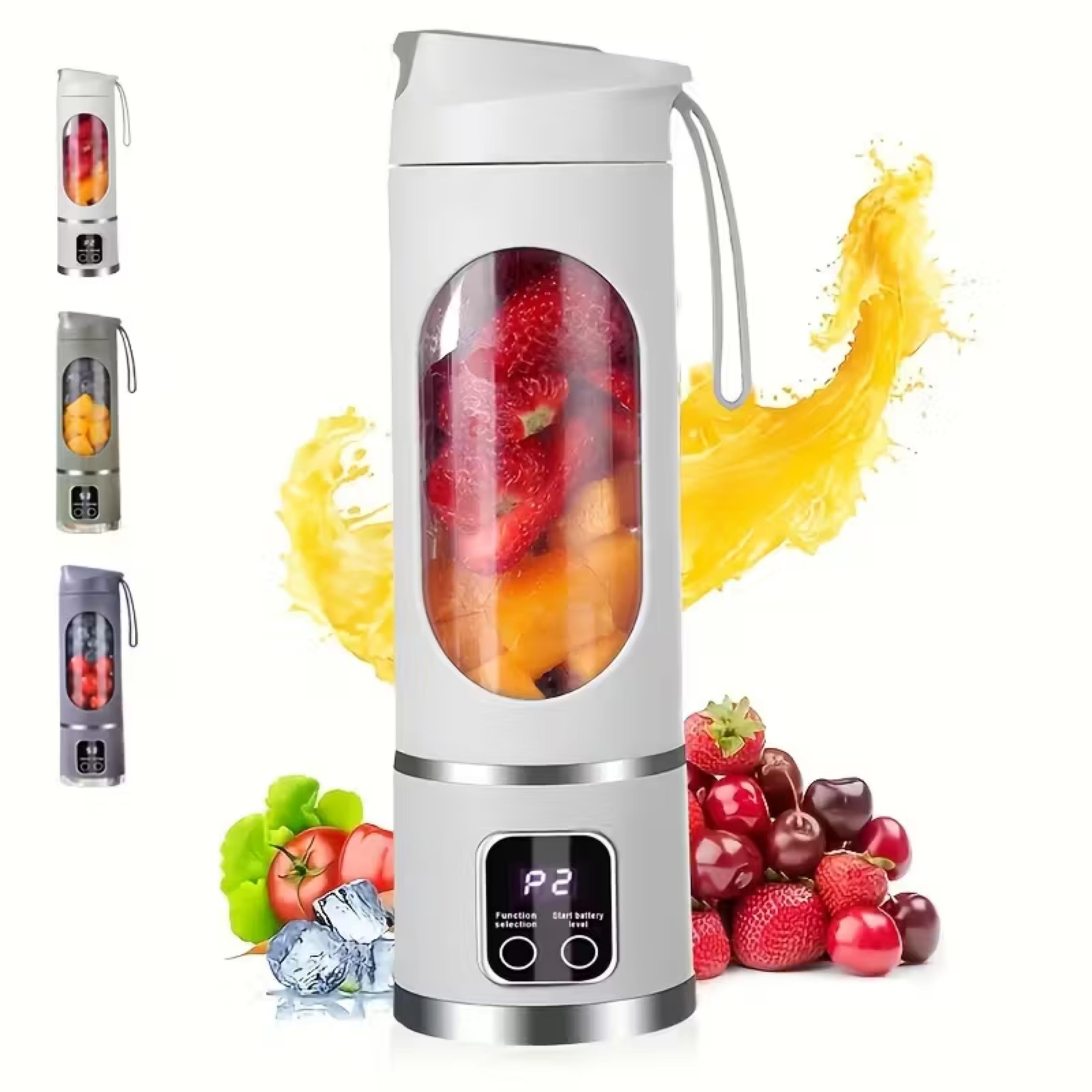 Beyaz HS-860 Usb Şarjlı Taşınabilir 450 ML Kapasiteli Smoothie Blenderı Dijital Ekranlı Paslanmaz Çelik Bıçaklı Meyve Sıkacağı Ve Shaker Makinesi