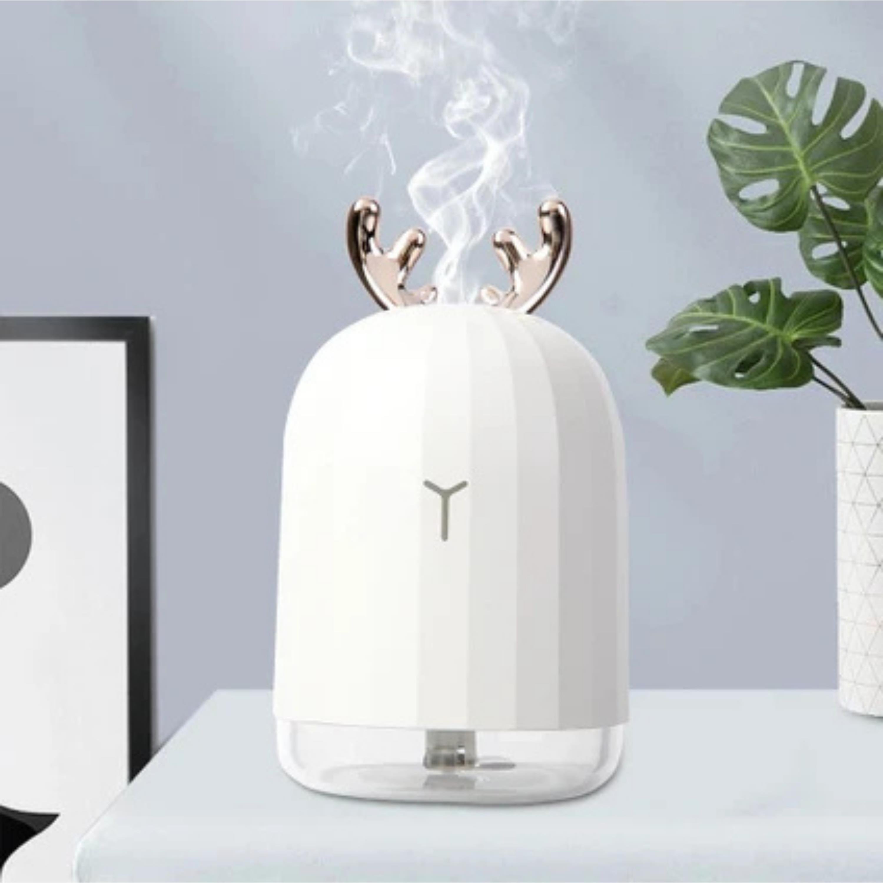 Beyaz TSV Geyik Tasarımlı Lovely Humidifier Aroma Buhar Makinesi 7 Led Işıklı Hava Nemlendirici 