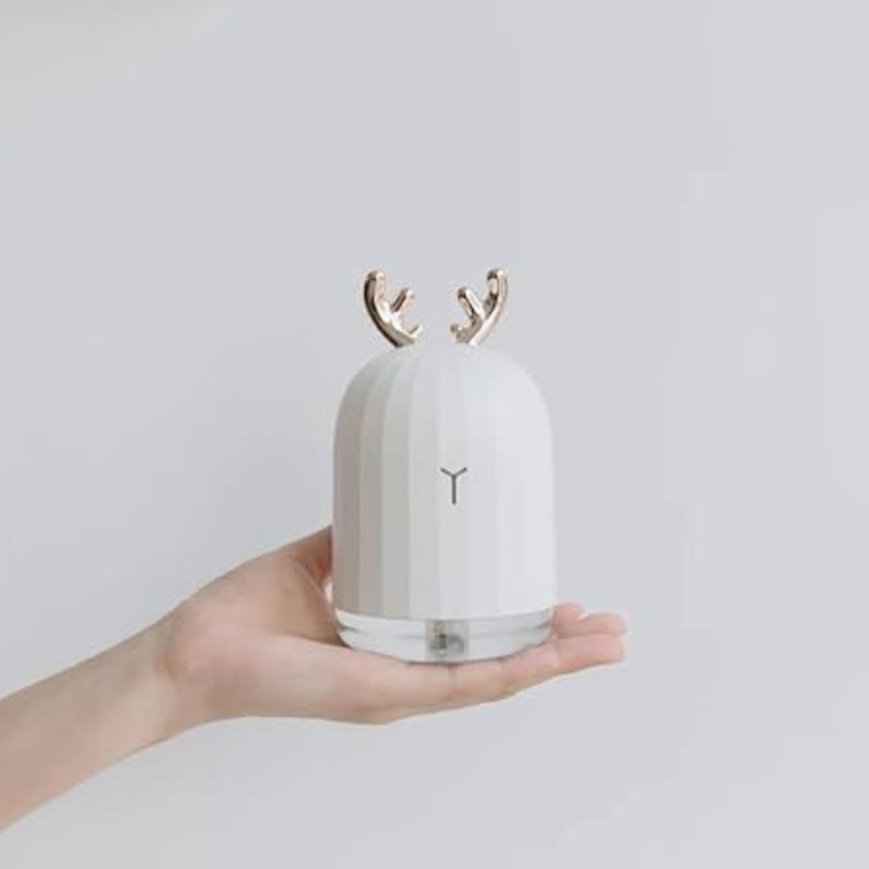 Beyaz TSV Geyik Tasarımlı Lovely Humidifier Aroma Buhar Makinesi 7 Led Işıklı Hava Nemlendirici 
