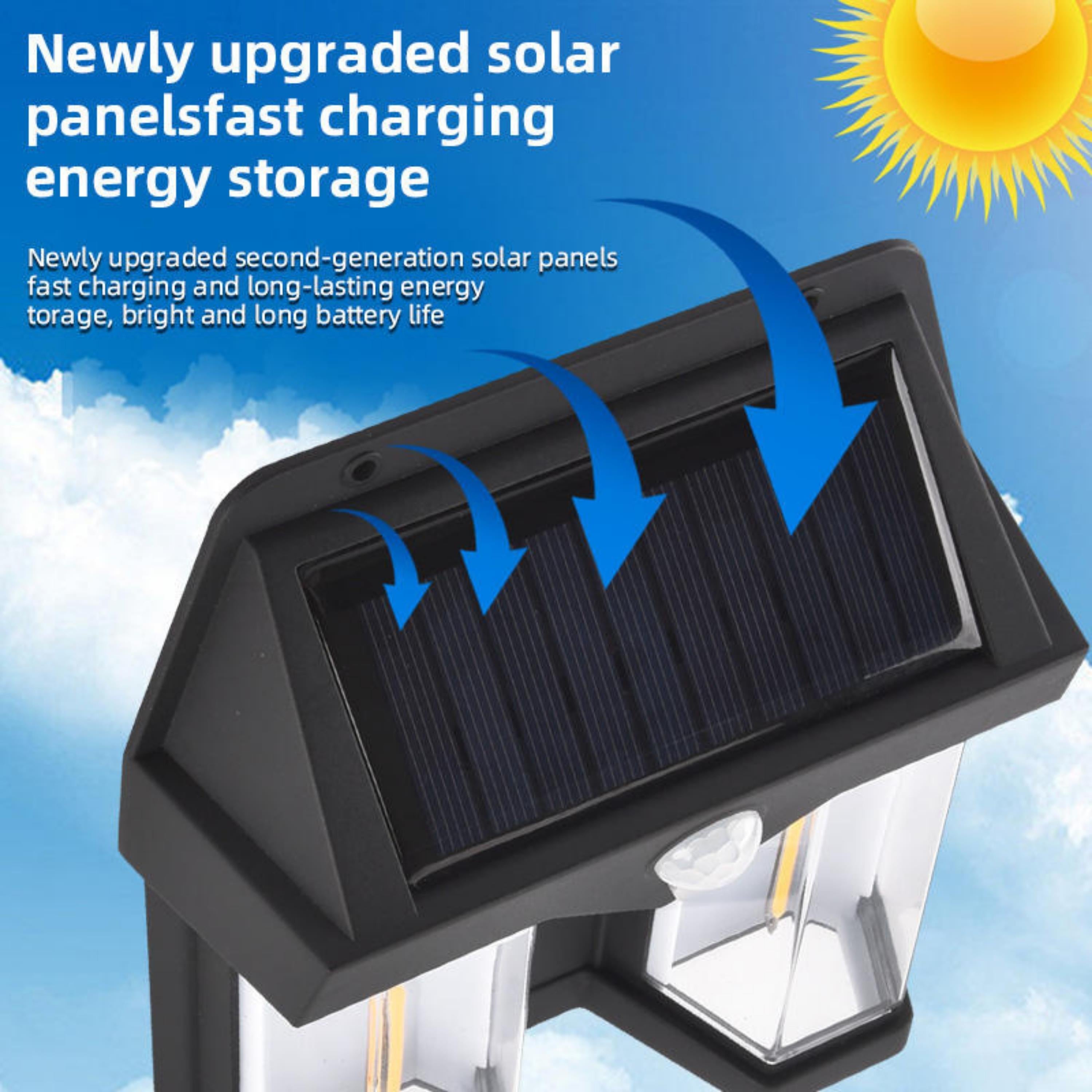 BK-618-2 Güneş Enerjili Hareket Sensörlü Dış Mekan Bahçe Duvar Lambası – Solar Şarjlı Otomatik Açılıp Kapanan Su Geçirmez Yüksek Işık Güçlü Led Aydınlatma