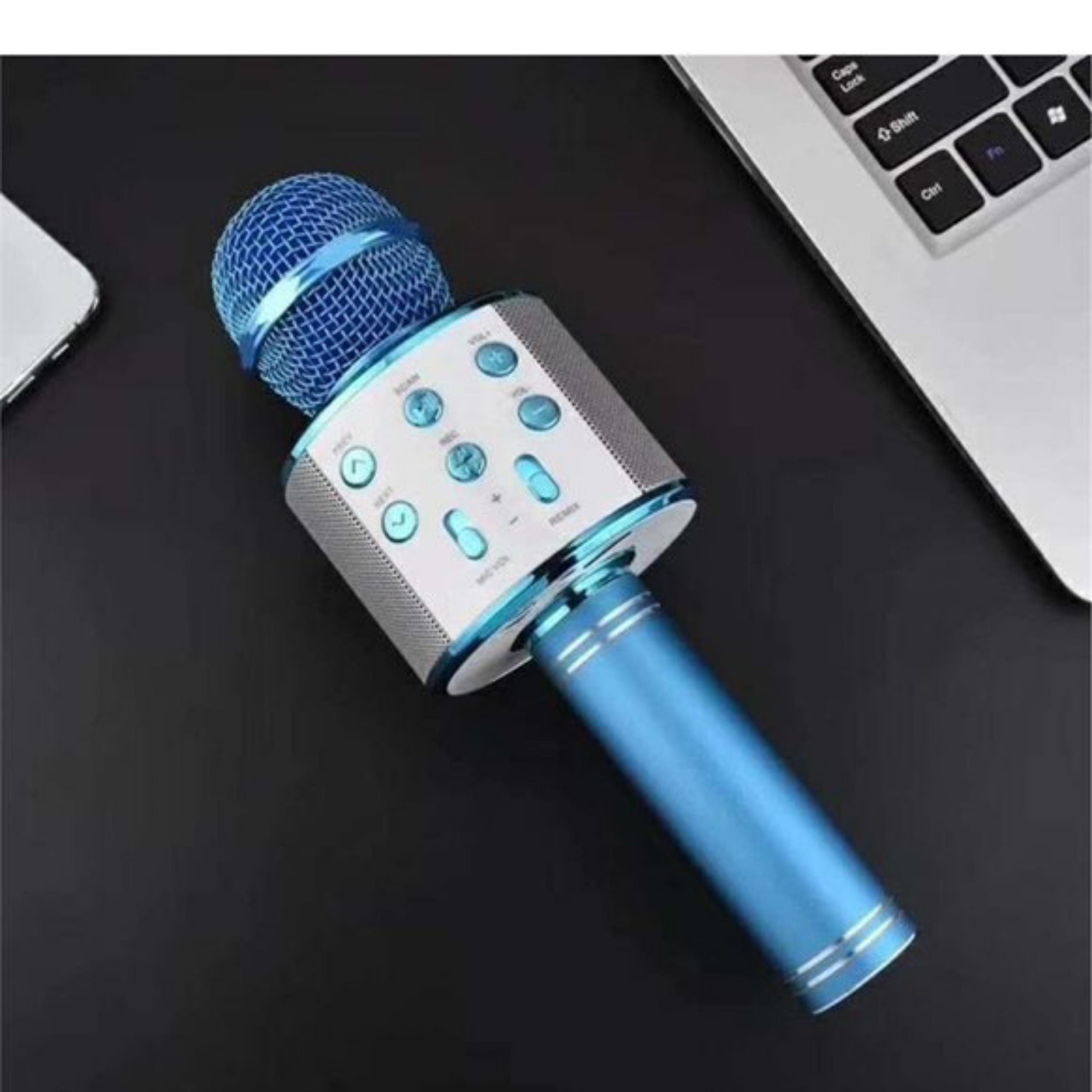 Bluetooth Bağlantılı Mavi Karaoke Mi̇krofon 