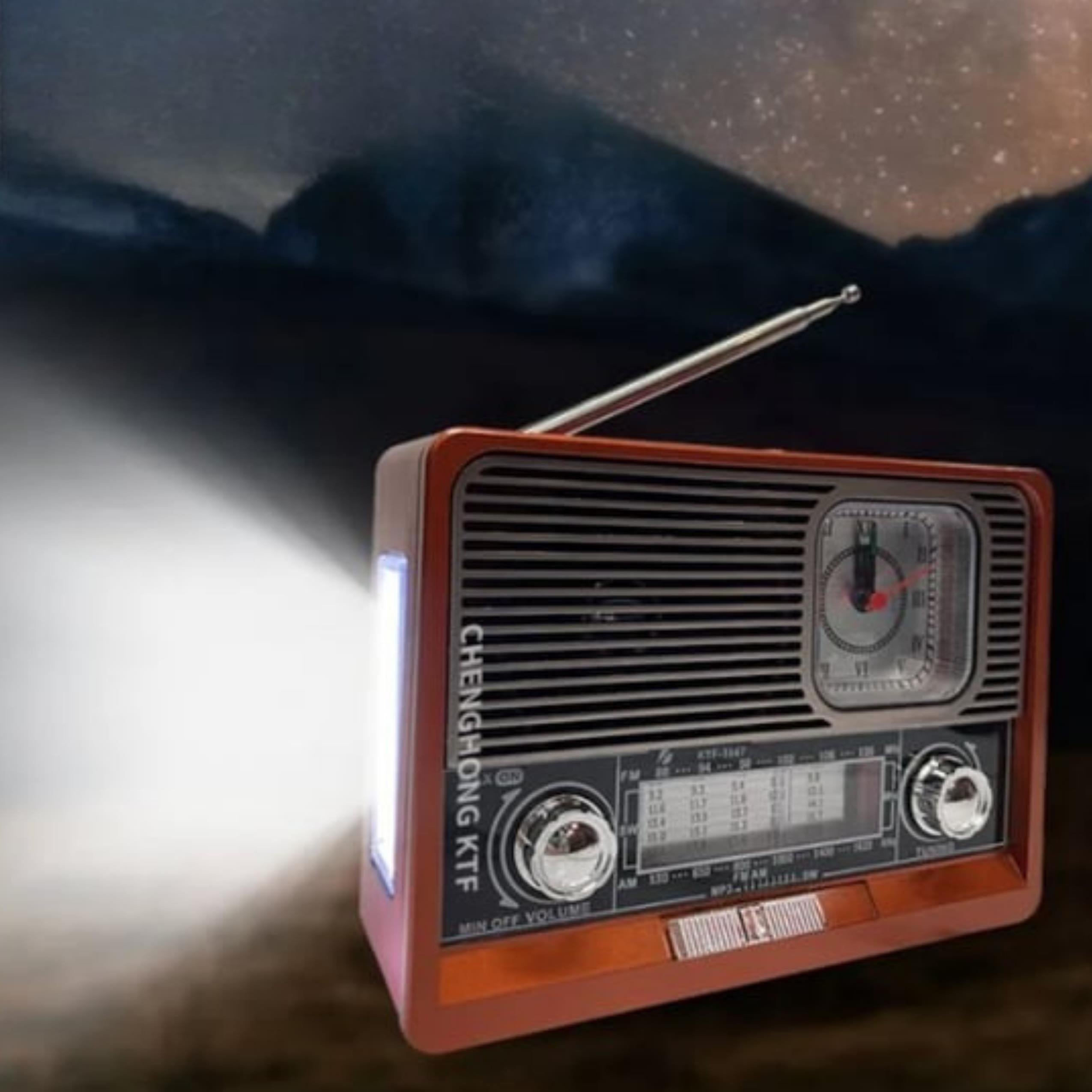 Bluetooth Bağlantılı Saatli Fenerli Nostaljik Radyo