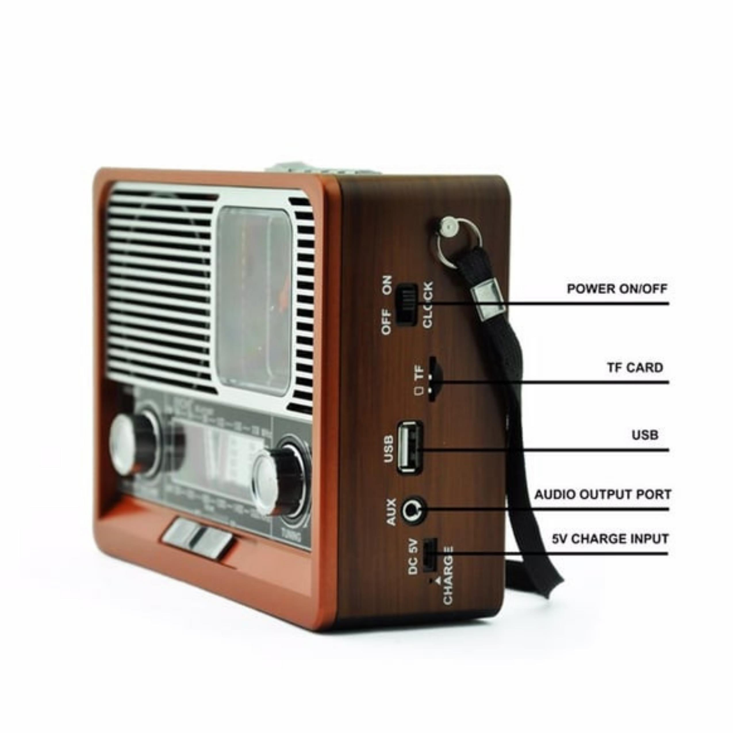 Bluetooth Bağlantılı Saatli Fenerli Nostaljik Radyo