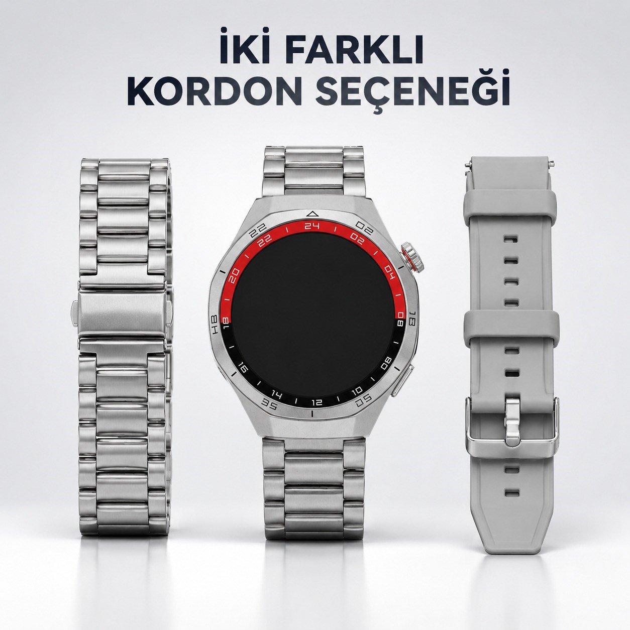 C15 PRO Akıllı Saat Bluetooth Arama ve Konuşma Özellikli Nabız Takibi Adım Sayar Spor Modlu Metal ve Silikon Kordonlu