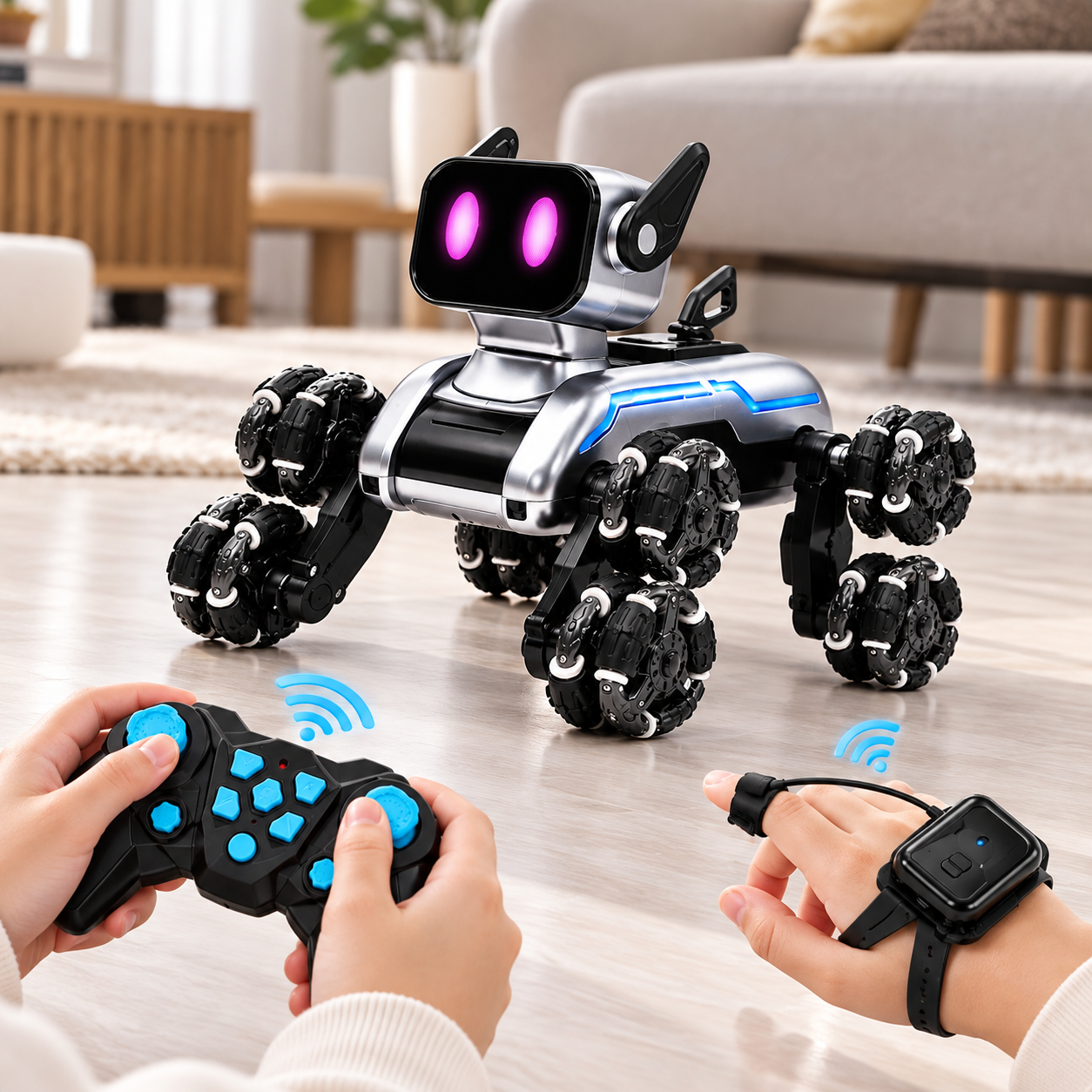 Çift Kumandalı Akıllı Robot Köpek Oyuncak Bileklik ve Uzaktan Kumanda Kontrollü Hareketli Robot Köpek