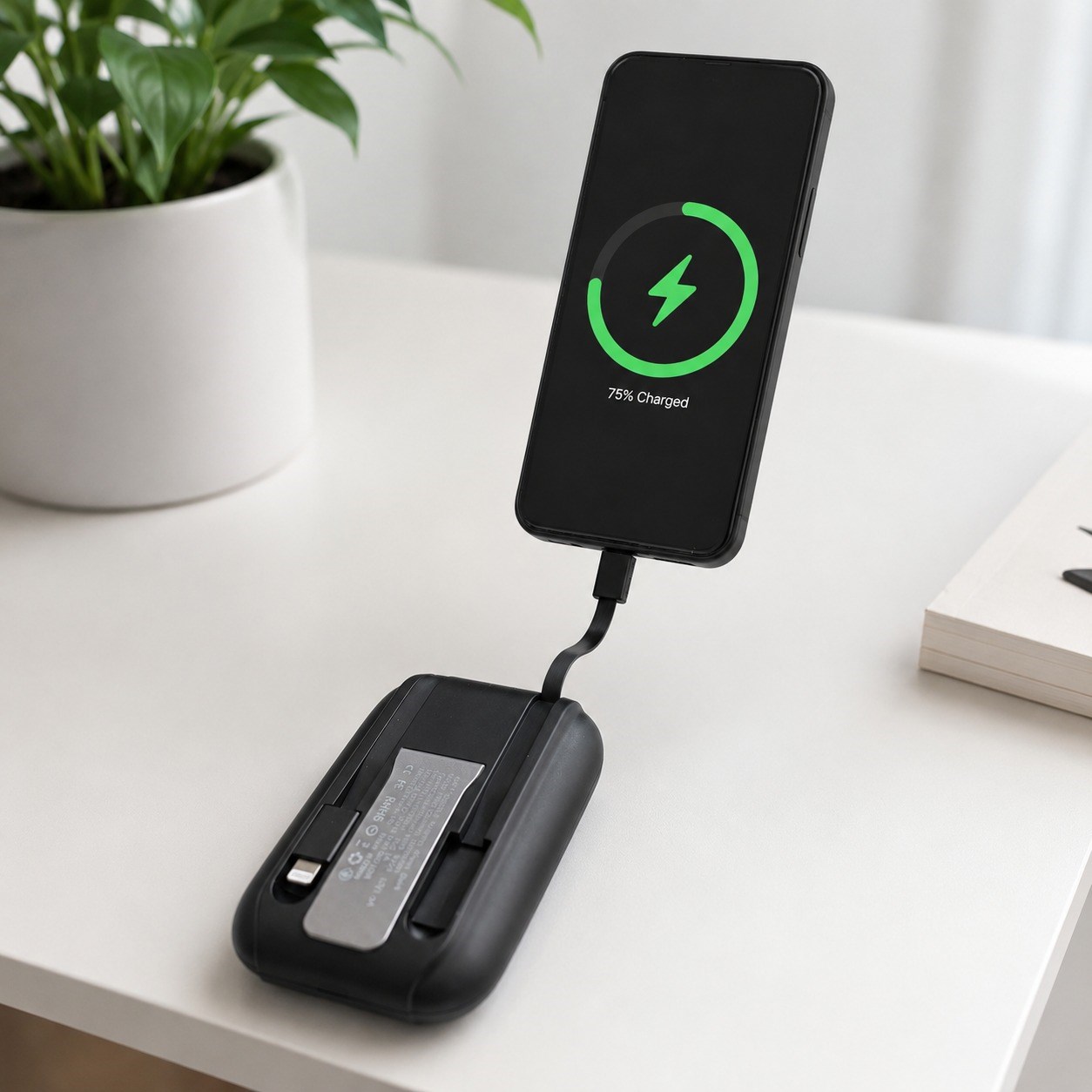 CK90 10000 mAh 4ü 1 Arada Powerbank 22.5W Hızlı Şarj Manyetik Kablosuz Şarj Akıllı Saat Şarjı Dahili Type C ve Lightning Kablolu Standlı Taşınabilir Şarj Cihazı