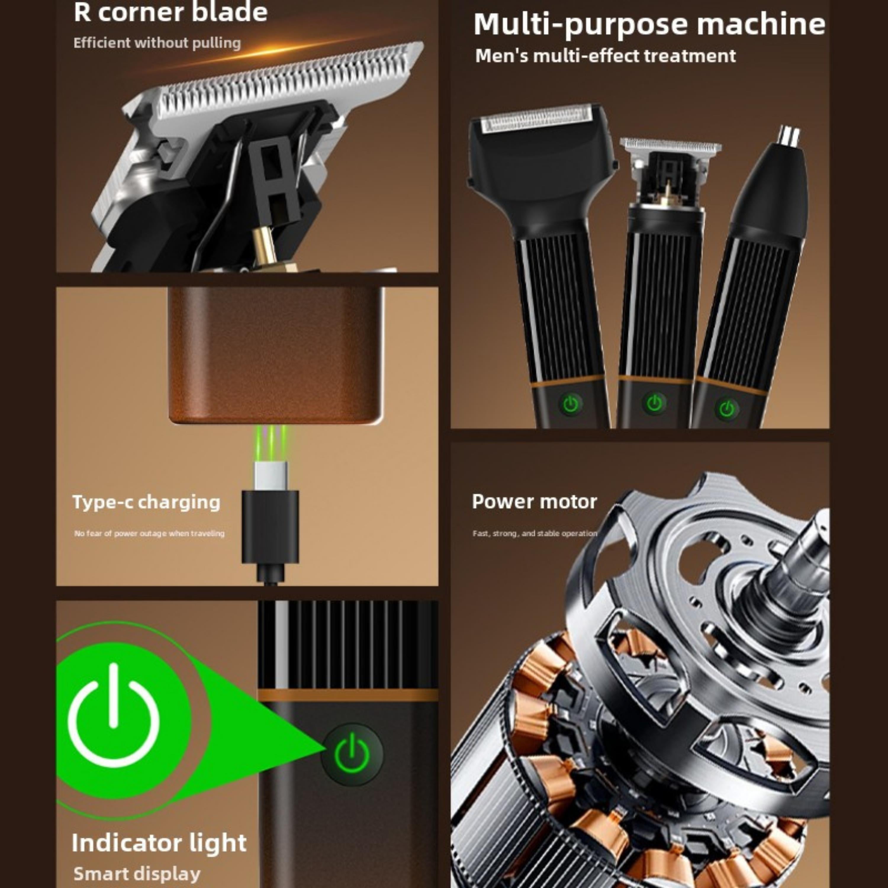 Cliper Ipone IP 2020 Profesyonel Saç Sakal Tıraş Makinesi Şarjlı Kablosuz 3 Başlıklı Erkek Bakım Seti Burun Kılı Aparatlı Ayarlanabilir Taraklı Günlük Traş Makinesi