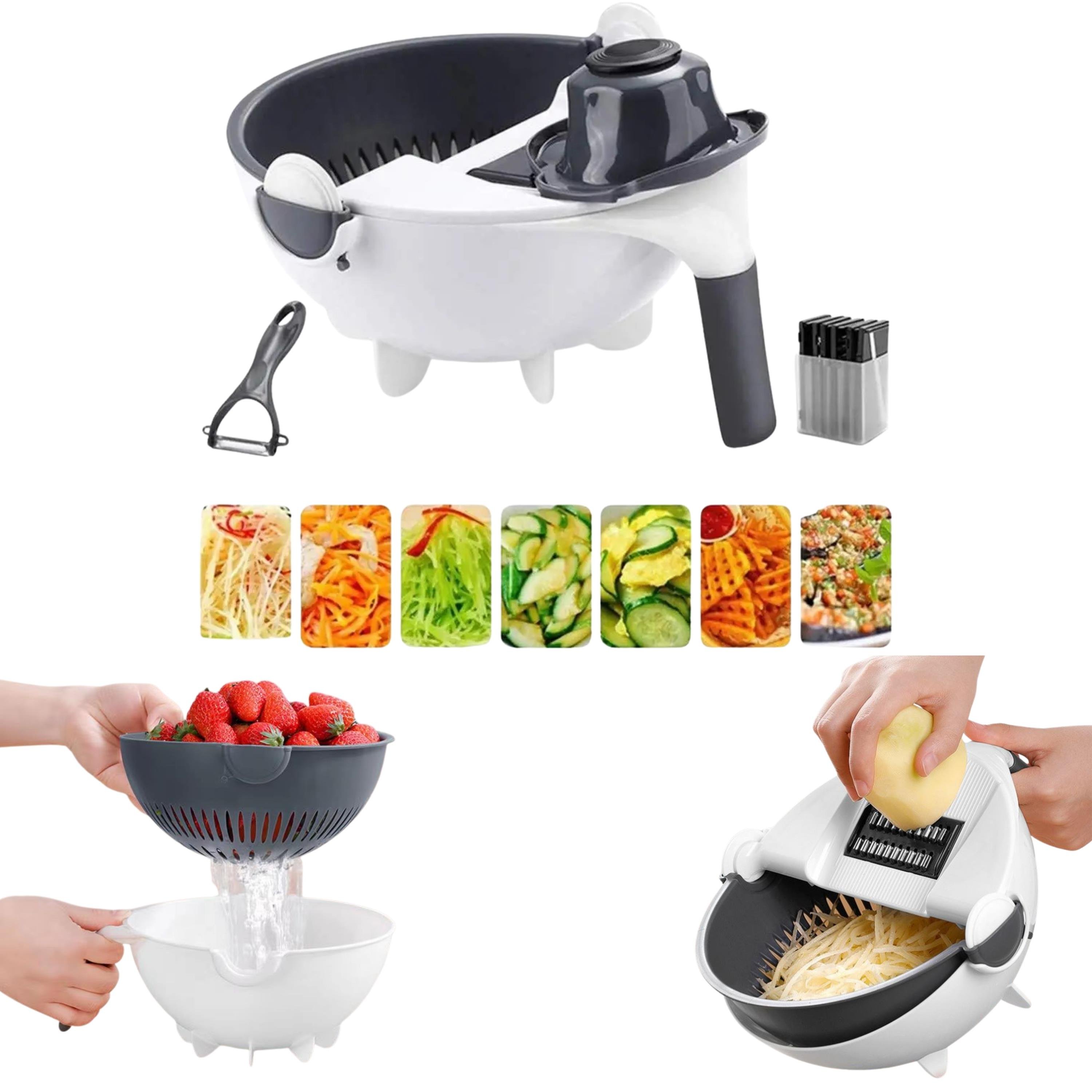 Çok Fonksiyonlu 9 Parça Manuel Mutfak Rendesi Ve Süzgeç Meyve Sebze Kesme Aparatı