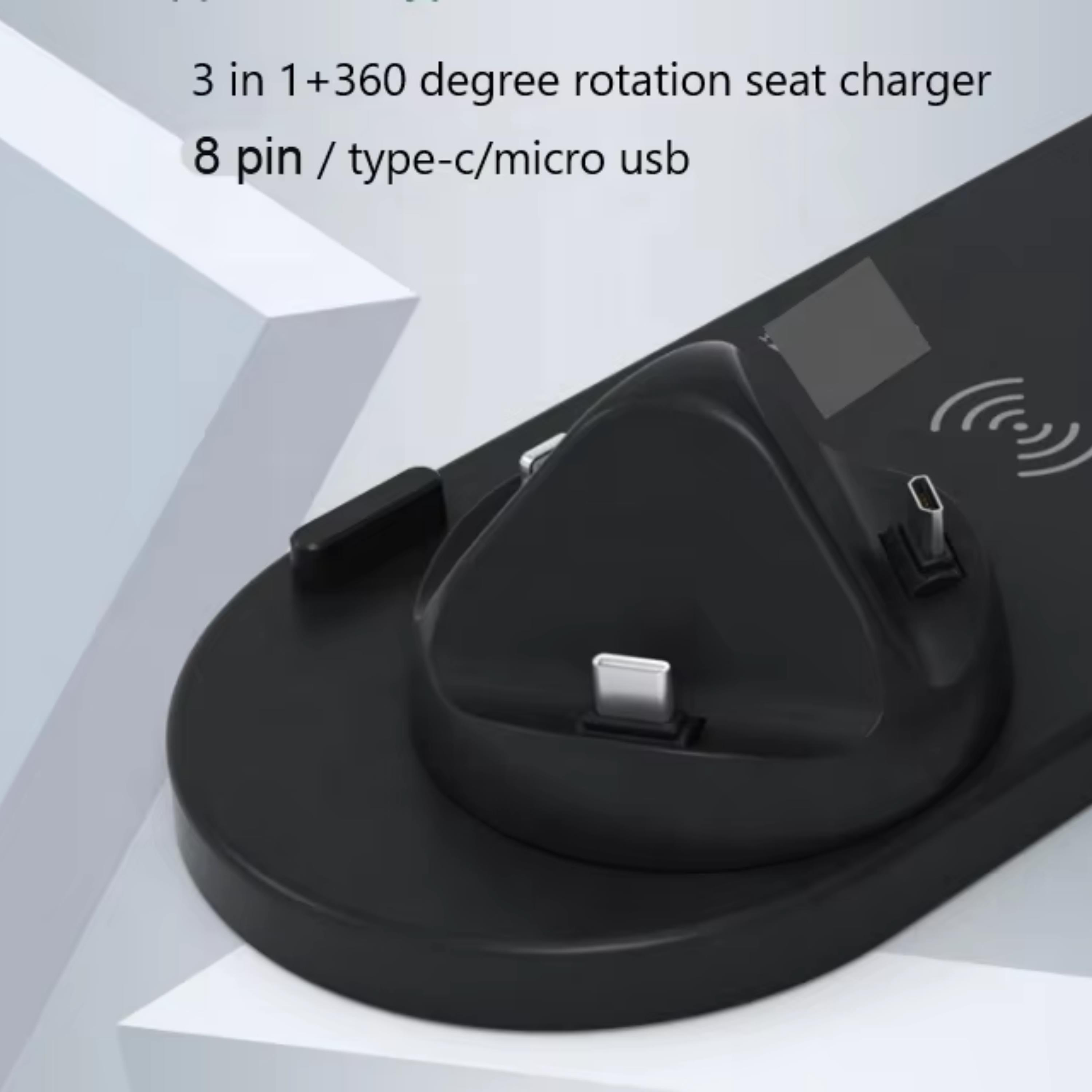 Çok Fonksiyonlu Şarj Standı Telefon Saat Kulaklık Şarj İstasyonu Masaüstü 6 in 1 Type-c Micro USB Ve Lightning Giriş Desteği