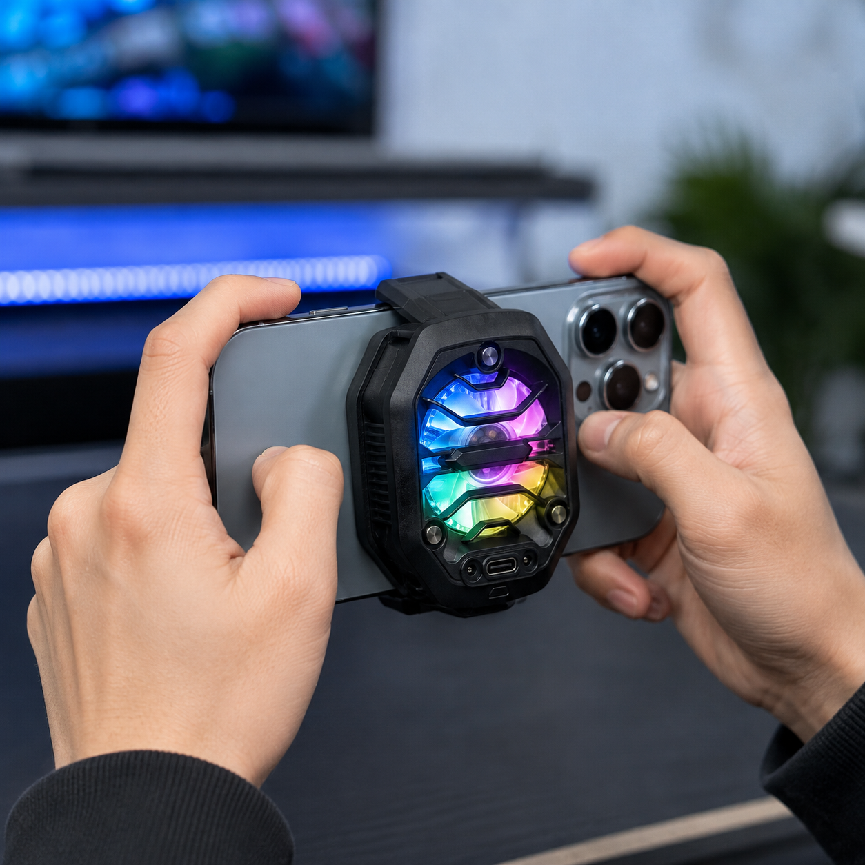 CX14 Manyetik Telefon Soğutucu 10W Yarı İletken Hızlı Soğutma RGB Fan Type-C Mobil Oyun Telefon Soğutucu