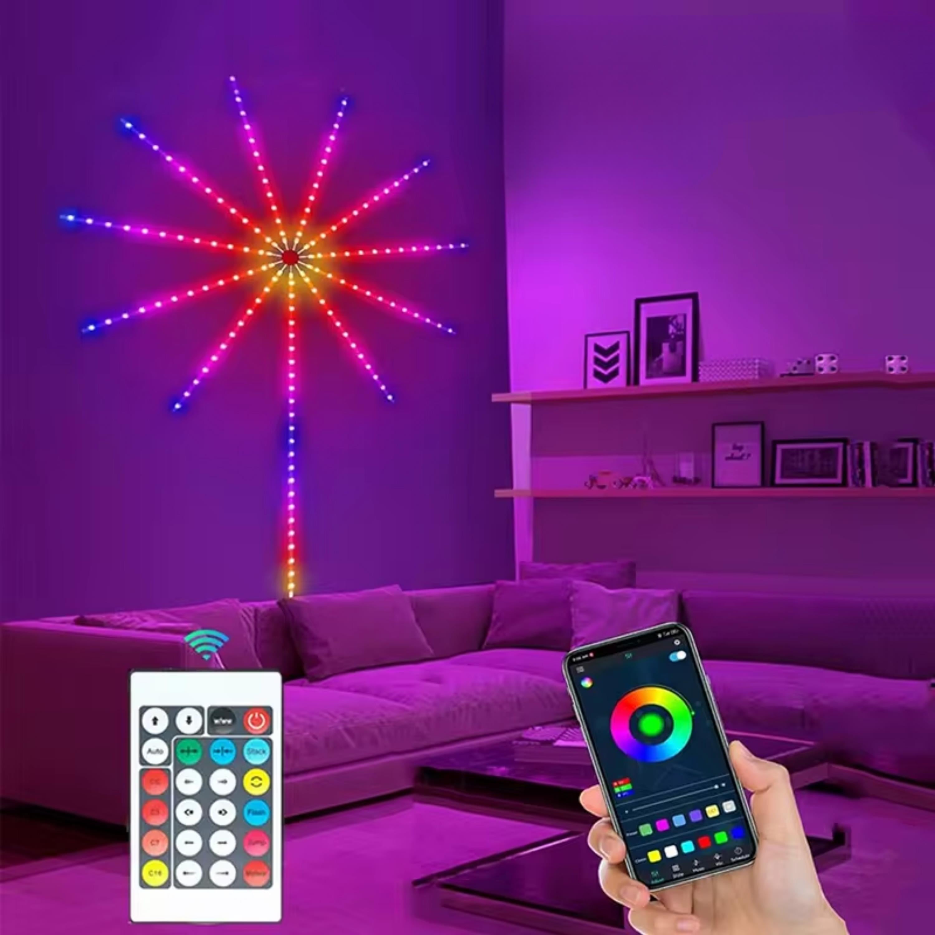 DP-626 Işık Rgb Led Fireworks Light Akıllı Ortam Aydınlatma Müzik Senkronlu Sese Duyarlı Uygulama Kontrollü Usb Işıklı Dekoratif Duvar Tavan Işığı Kumandalı