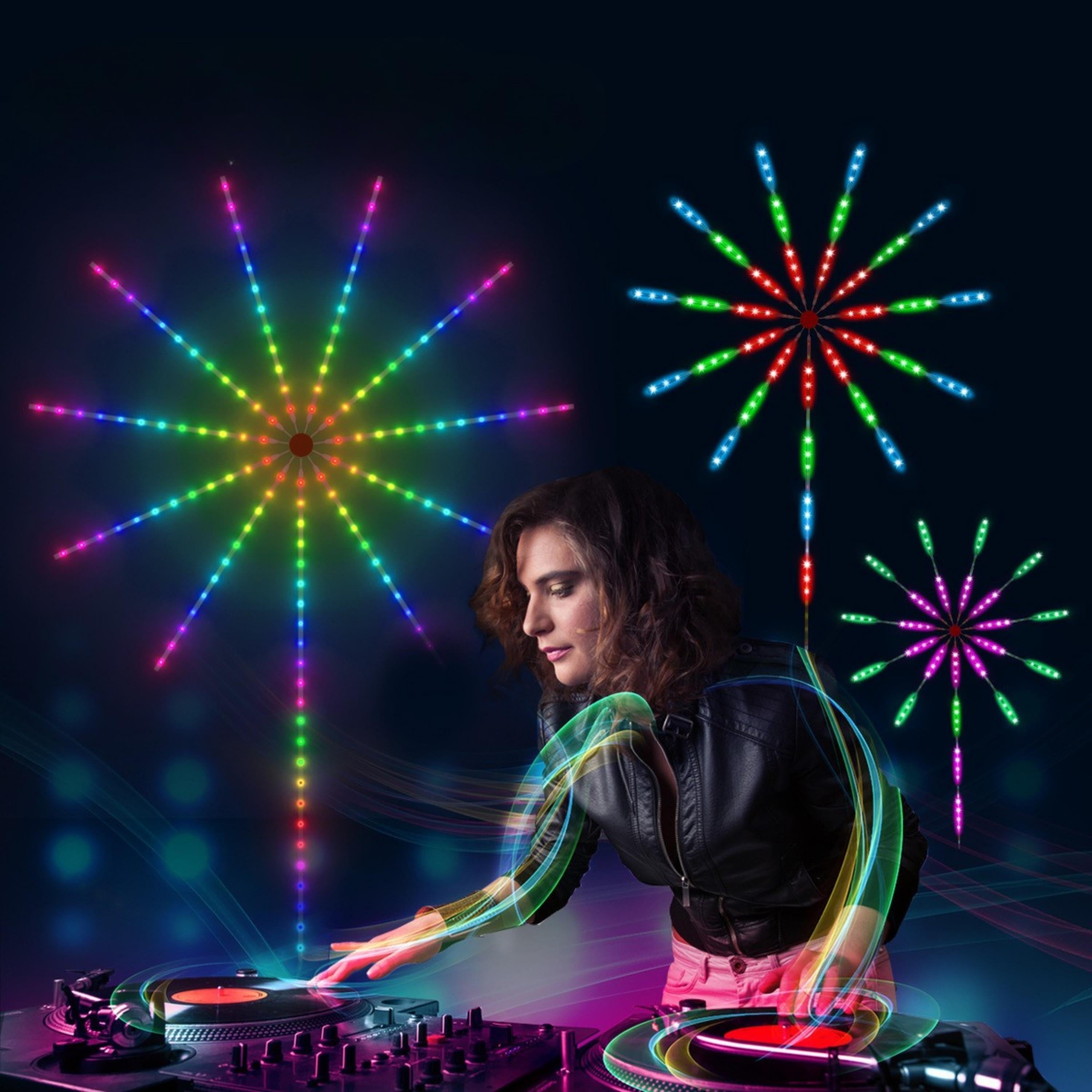 DP-626 Işık Rgb Led Fireworks Light Akıllı Ortam Aydınlatma Müzik Senkronlu Sese Duyarlı Uygulama Kontrollü Usb Işıklı Dekoratif Duvar Tavan Işığı Kumandalı
