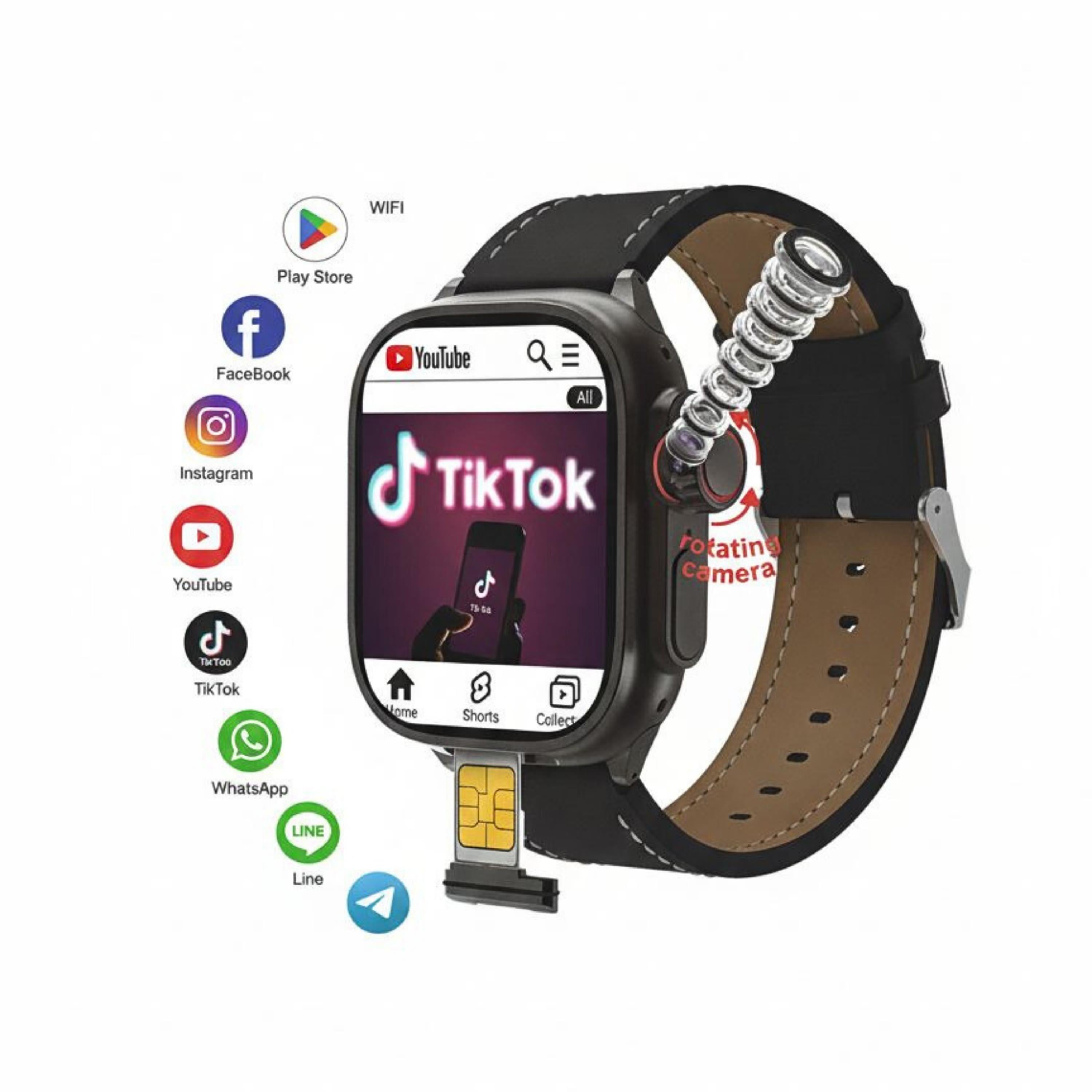 FG 3 Haino Teko Android Akıllı Saat 5G Sim Kart Destekli Amoled Ekran Kameralı Wifi Google Play Destekli Dokunmatik Ekran Sim Kartlı Akıllı Saat