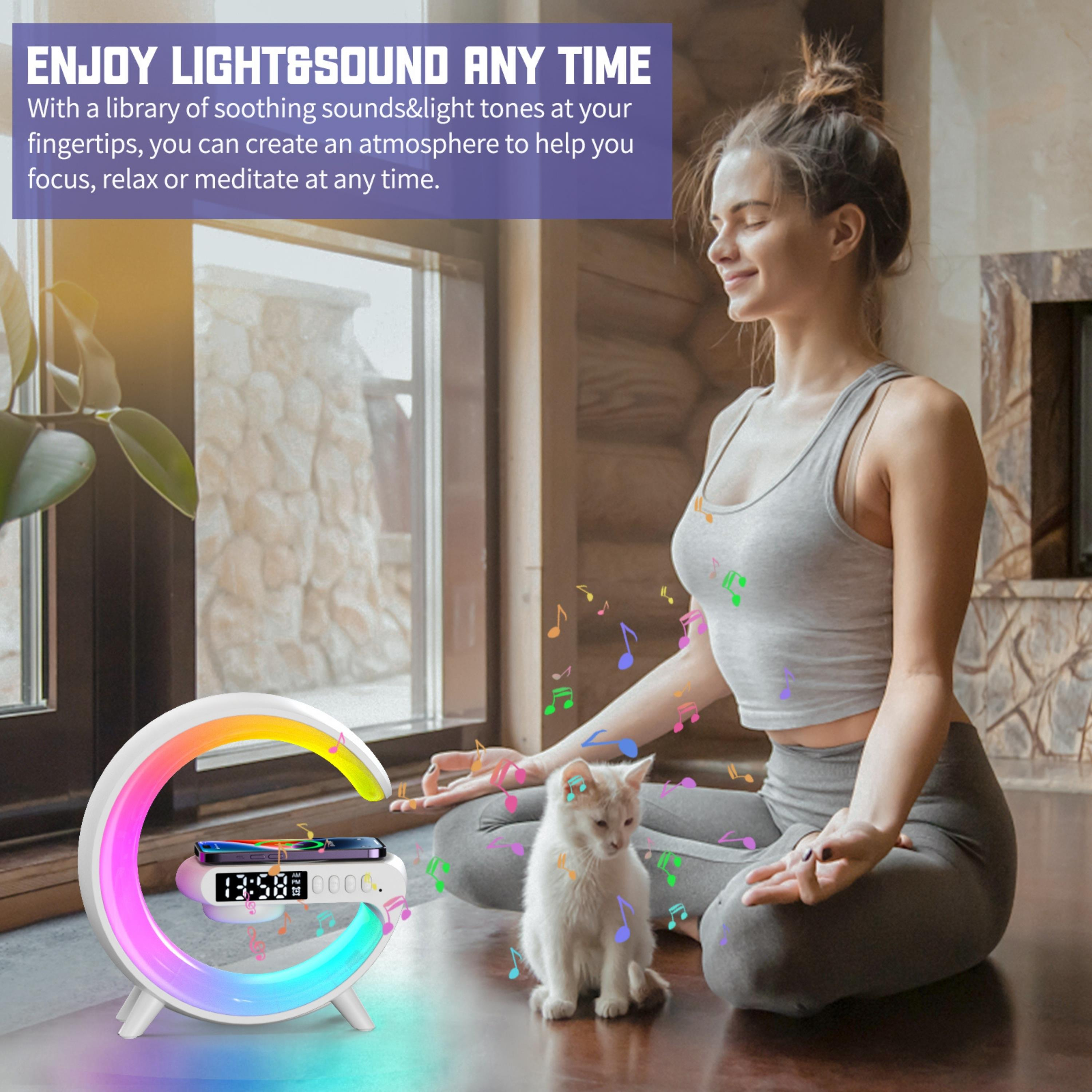 G63 RGB LED Masa Lambası Dijital Saatli Bluetooth Hoparlör Ortam Lambası Gece Lambası Işık Efektli Mini Dekoratif Aydınlatma G Hoparlör Şarj Standı