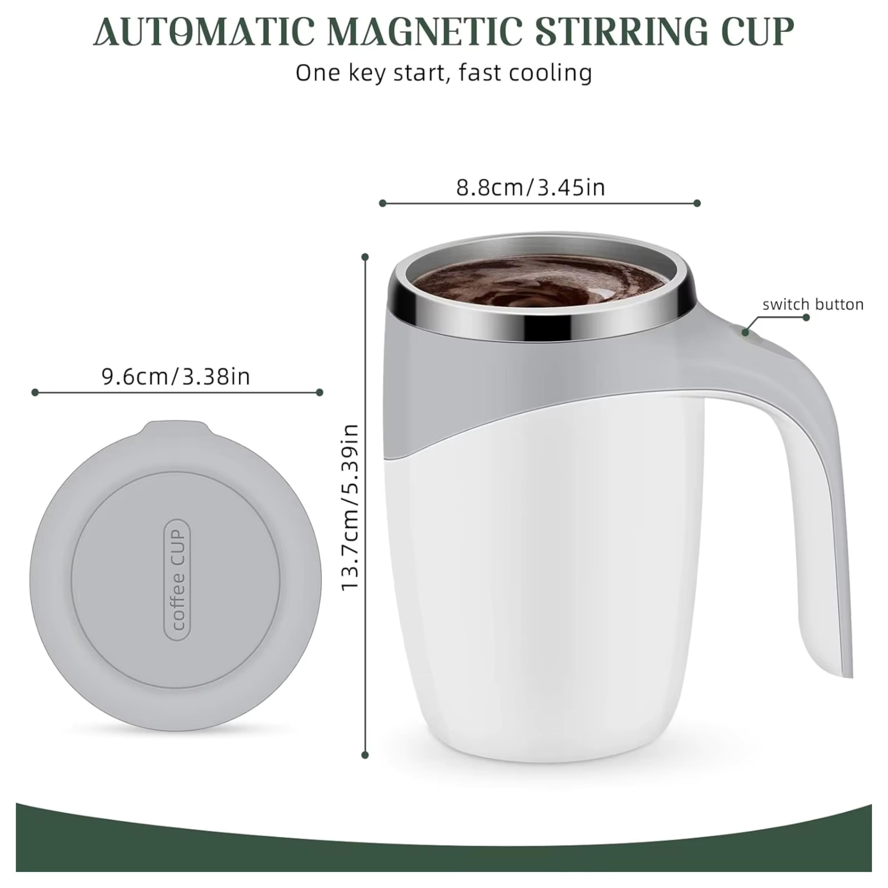 Gri Otomatik Karıştırmalı Kupa Usb Şarjlı Manyetik Karıştırmalı Kahve Bardağı Paslanmaz Çelik Taşınabilir