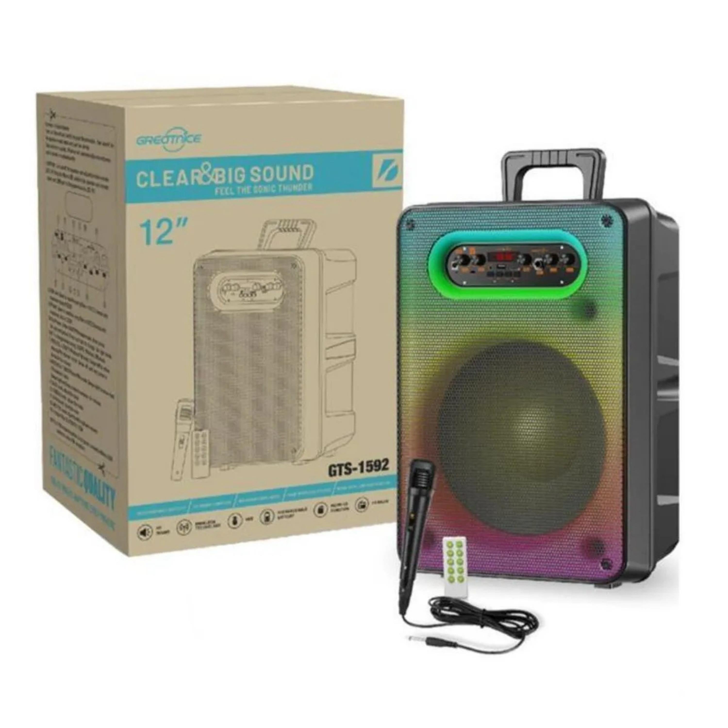 GTS 1593 Taşınabilir Led Işıklı Bluetooth Hoparlör