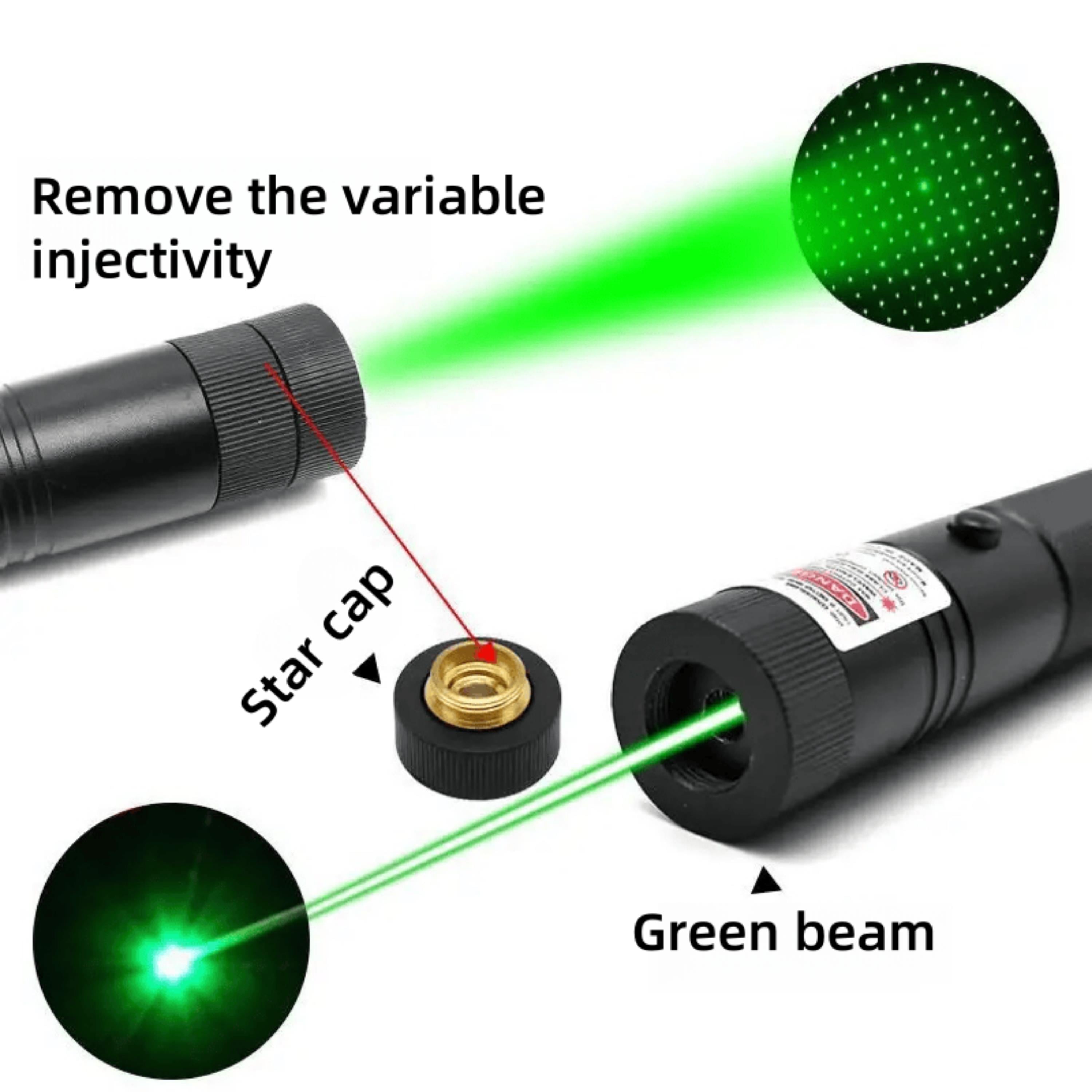 Güçlü Yeşil Lazer Işığı Uzun Menzilli Astronomi Kamp Eğitim Amaçlı Metal Gövdeli Çok Modlu Yeşil Lazer Işık Şarj Edilebilir Pilli Aç Kapa Anahtarlı
