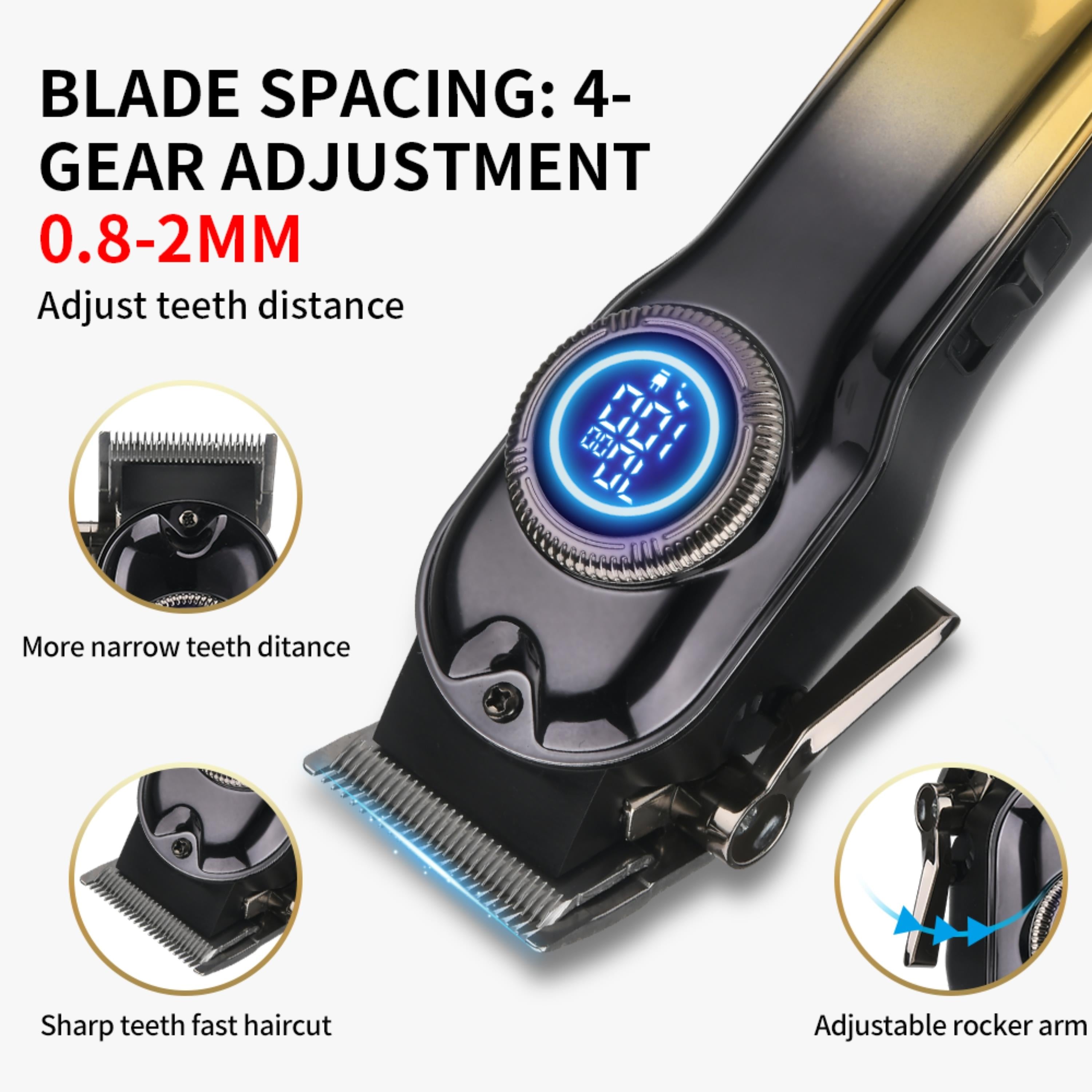 HK 610 Profesyonel Saç Kesme Makinesi Erkek Saç Sakal Tıraş Makinesi Güçlü Motor Dijital Ekran USB Şarjlı Kuaför Tipi Hair Clipper Traş Makinesi