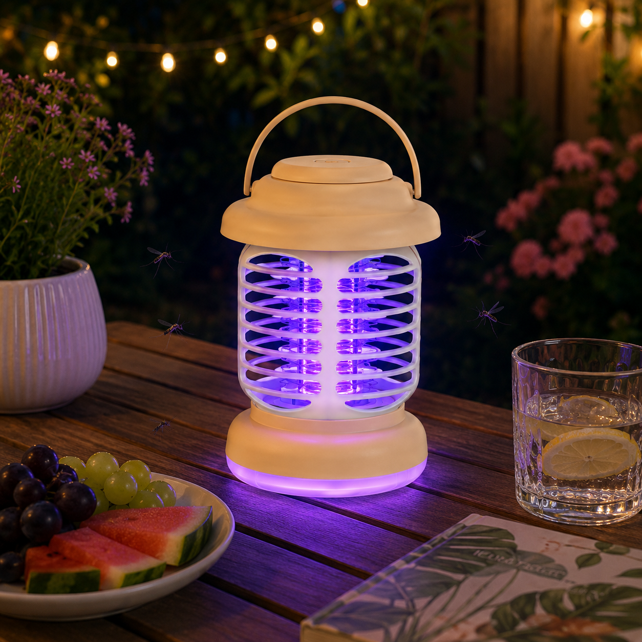 HS376 Şarjlı LED Kamp Lambası Elektrikli Sinek Öldürücü UV Işıklı USB Type C Taşınabilir Askılı Kamp Feneri W3