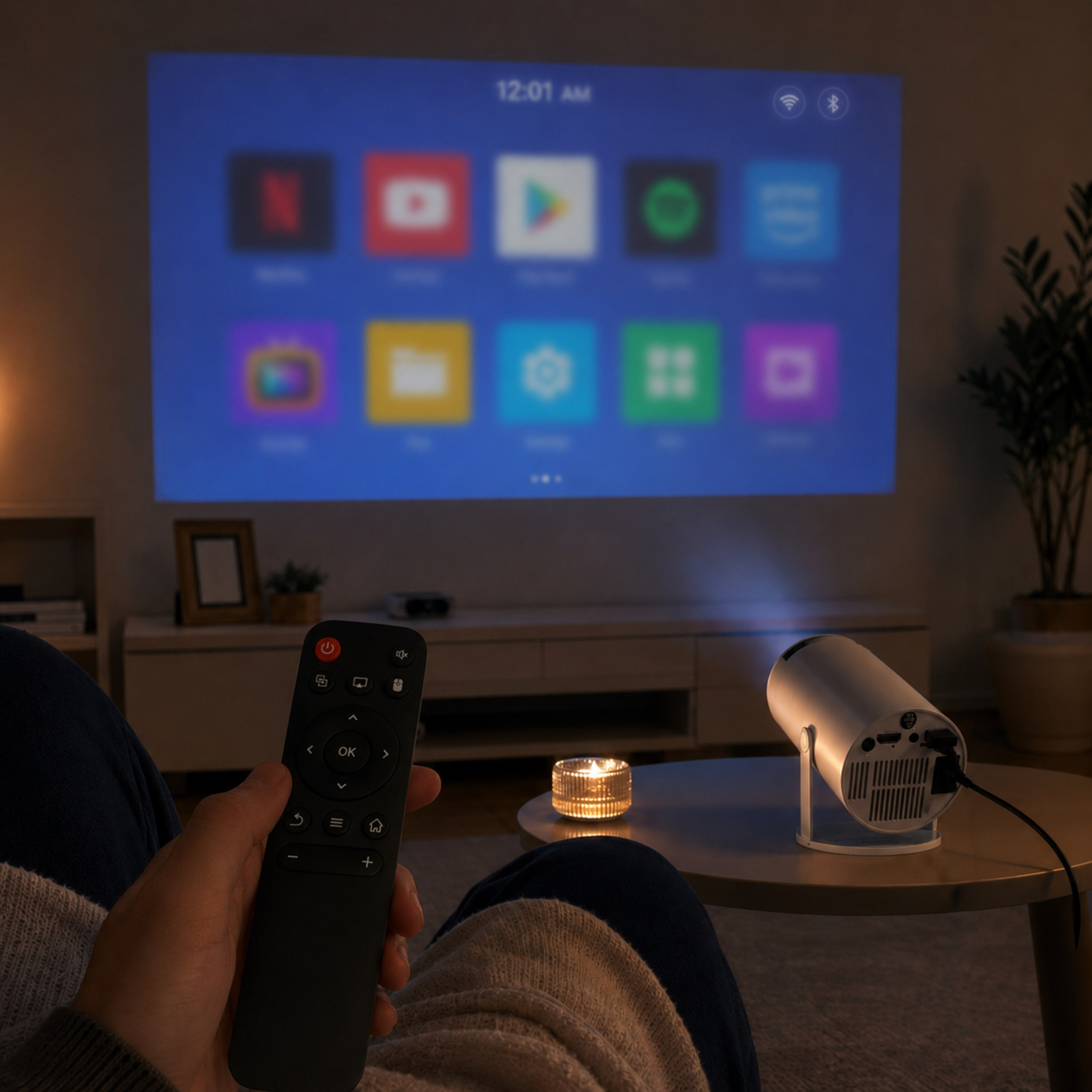 HY300-A Android Akıllı Oyunlu Projeksiyon Cihazı WiFi Bluetooth AirPlay Miracast HDMI USB TF Kart Girişli 2 Kablosuz Oyun Kollu Projektör