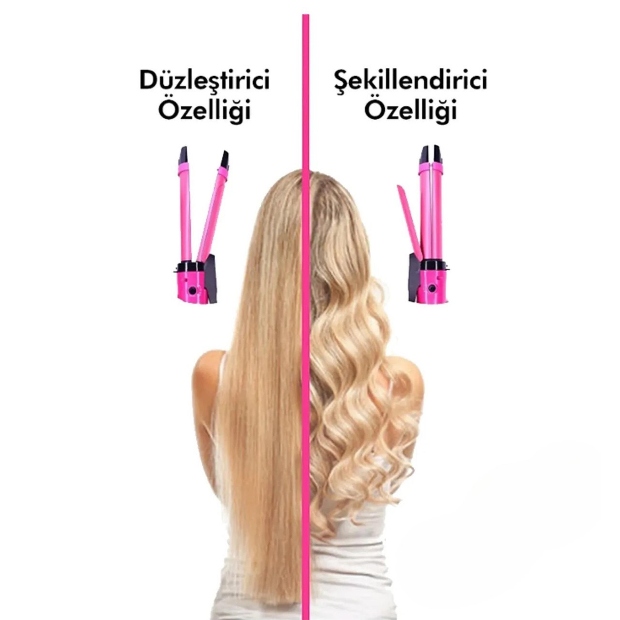 İkili Maşa Pembe Seramik Saç Düzleştirici Saç Maşası 