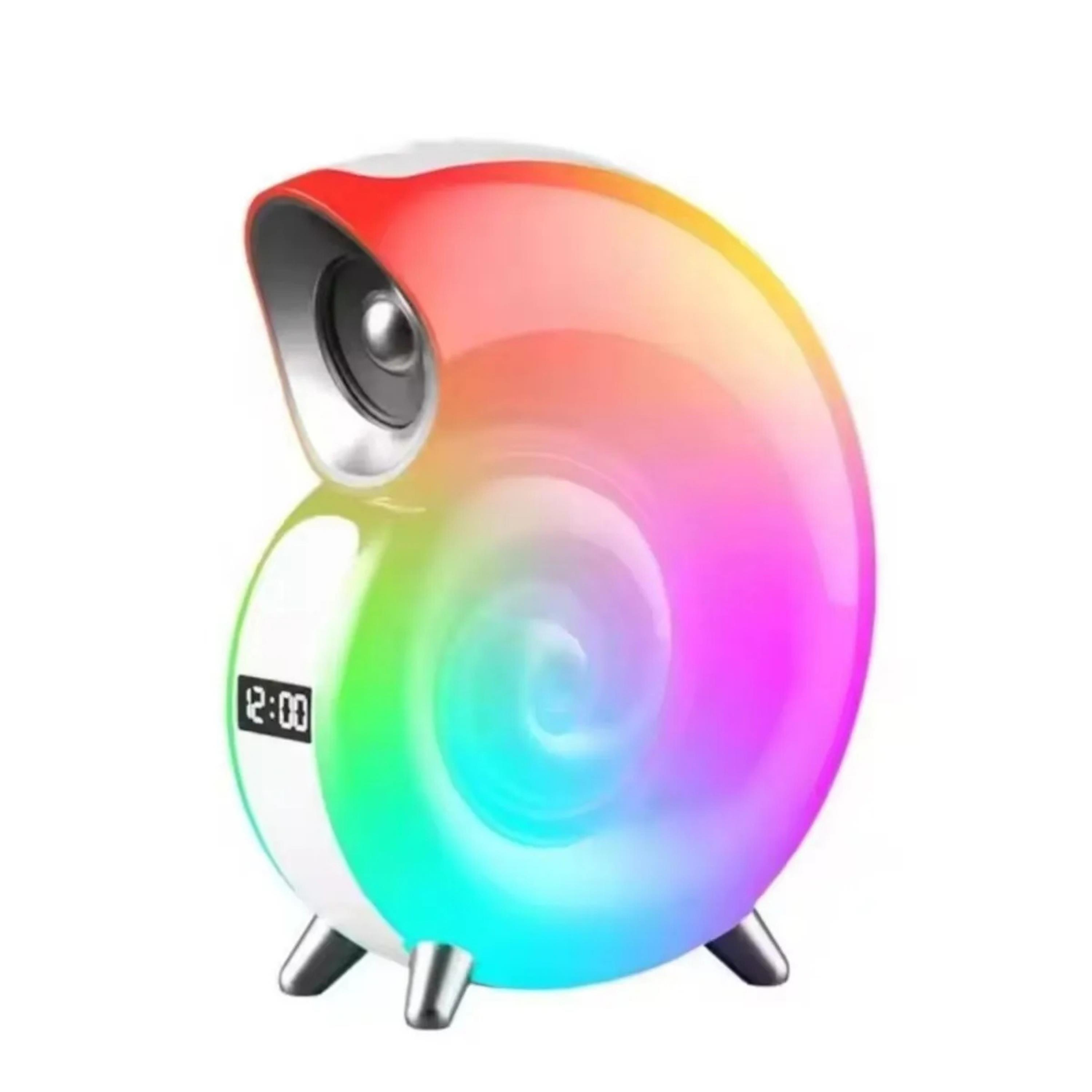 Kablosuz Ve Alarmlı Bluetooth Hoparlör Dijital Saatli Salyangoz Gece Lambası