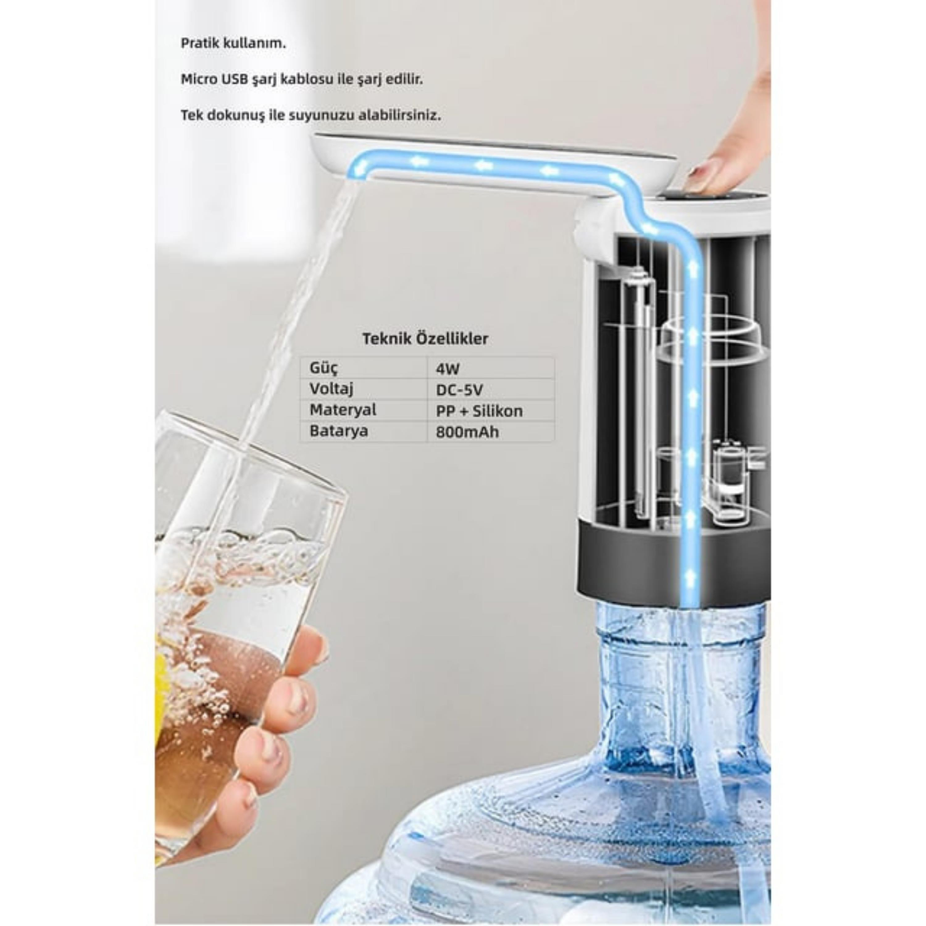 Katlanabilir Otomatik Şarjlı Su Damacana Pompası 