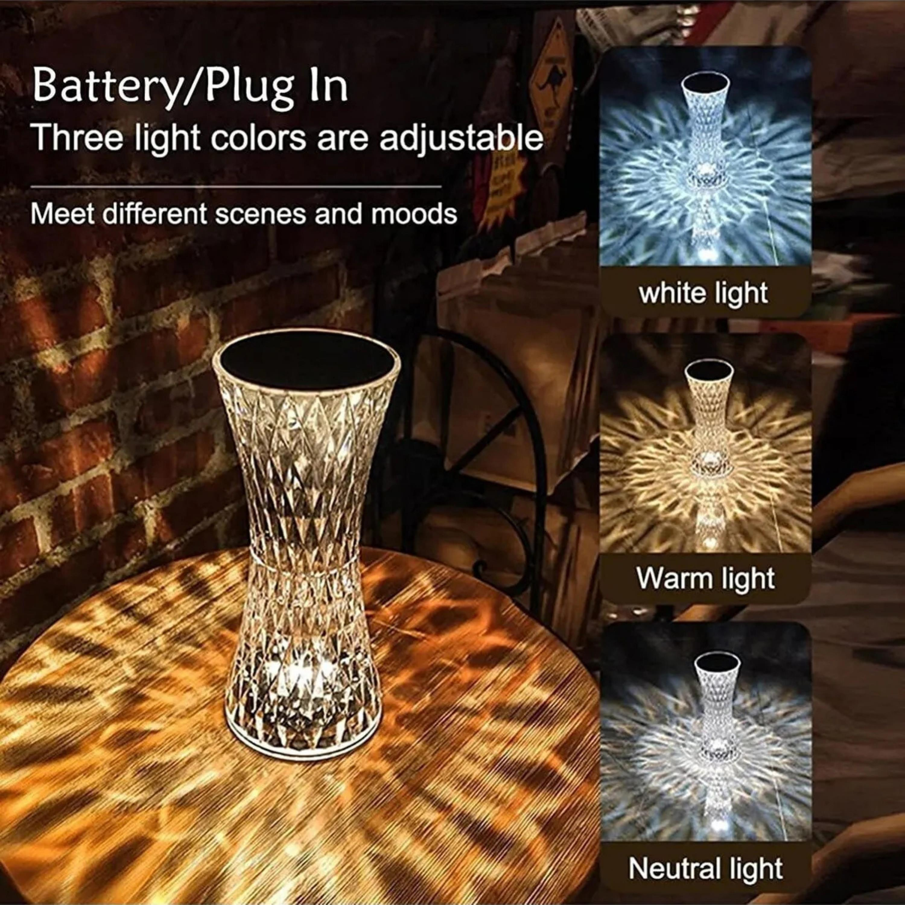 Kristal Dekoratif Masa Lambası Rgb Renk Değiştiren Dokunmatik Kontrollü 16 Renkli 4 Modlu Gece Lambası