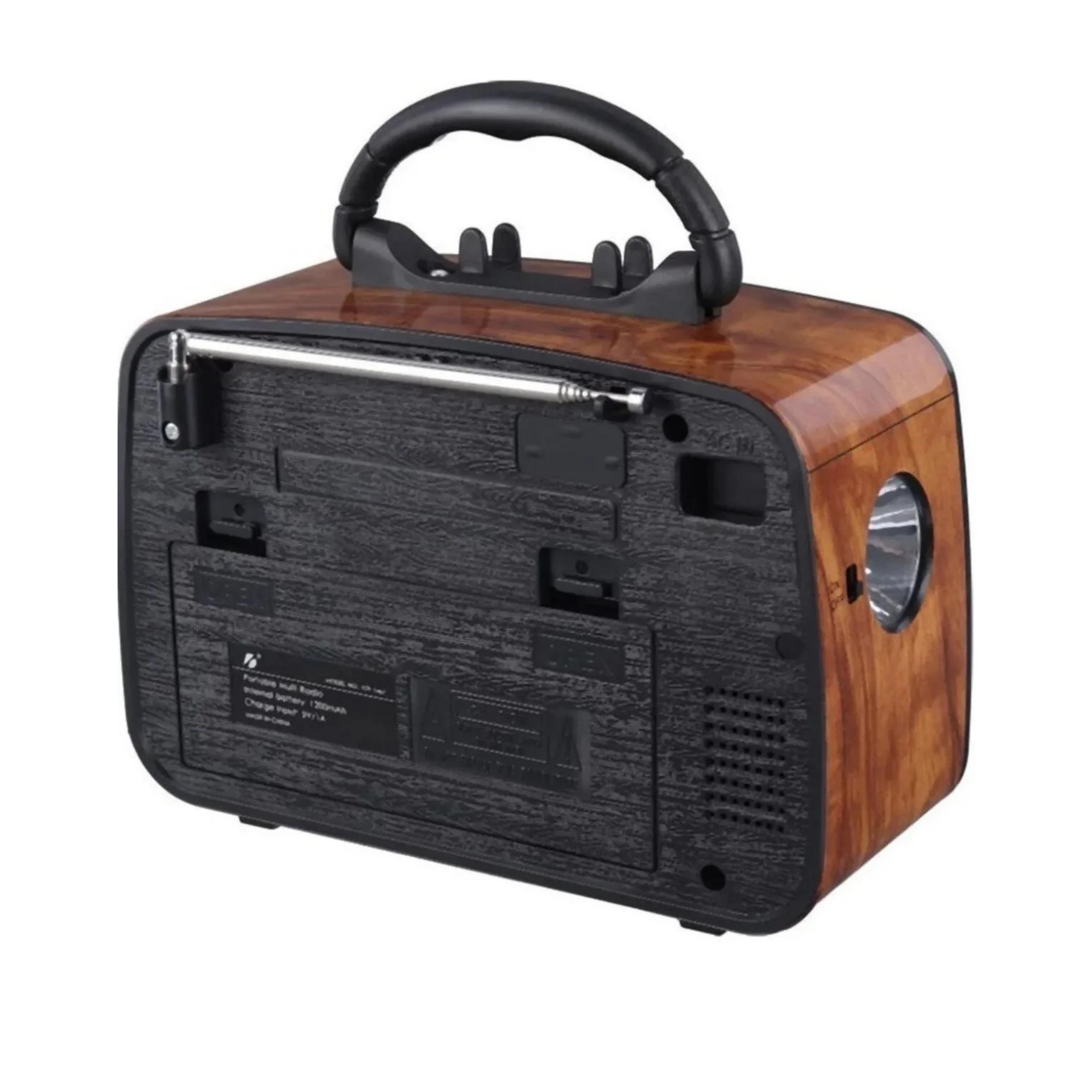 KTF-1467 Ahşap Nostaljik Radyo Bluetooth Bağlantılı Fenerli Taşınabilir Hoparlör
