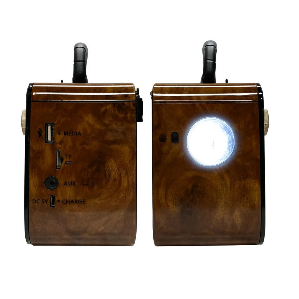 KTF-1467 Ahşap Nostaljik Radyo Bluetooth Bağlantılı Fenerli Taşınabilir Hoparlör