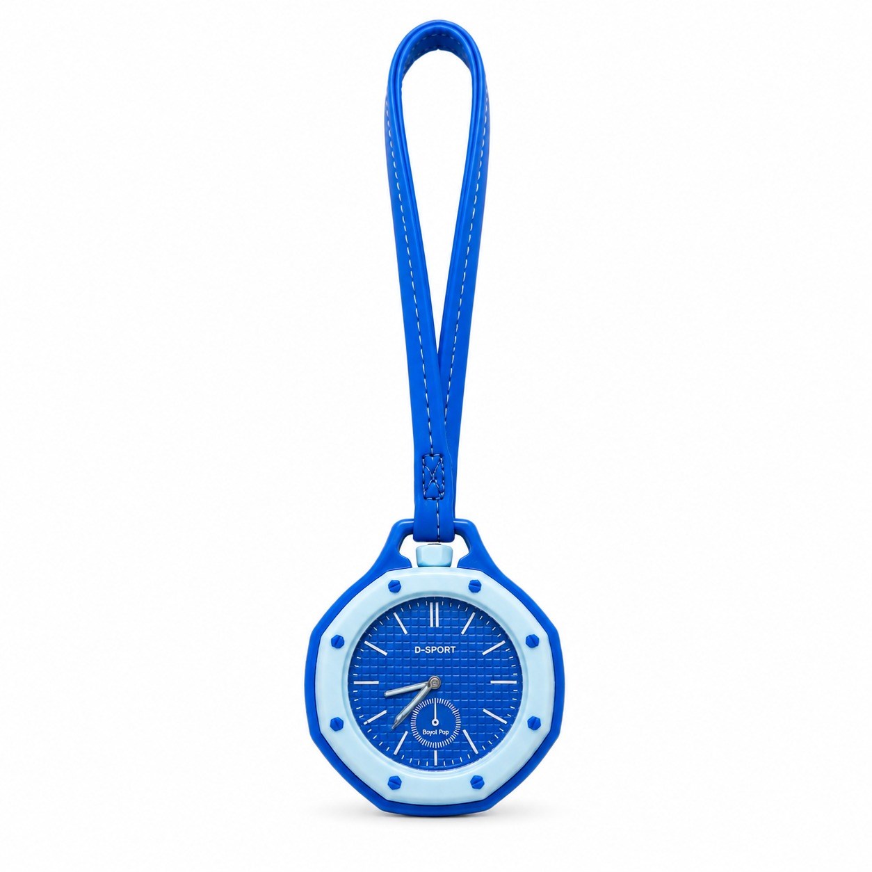 Mavi D-SPORT Askılı Analog Cep Saati Renkli Tasarım Uzun Kayışlı Taşınabilir Çanta Charm Askılı Kemer Anahtarlık Aksesuar Saati