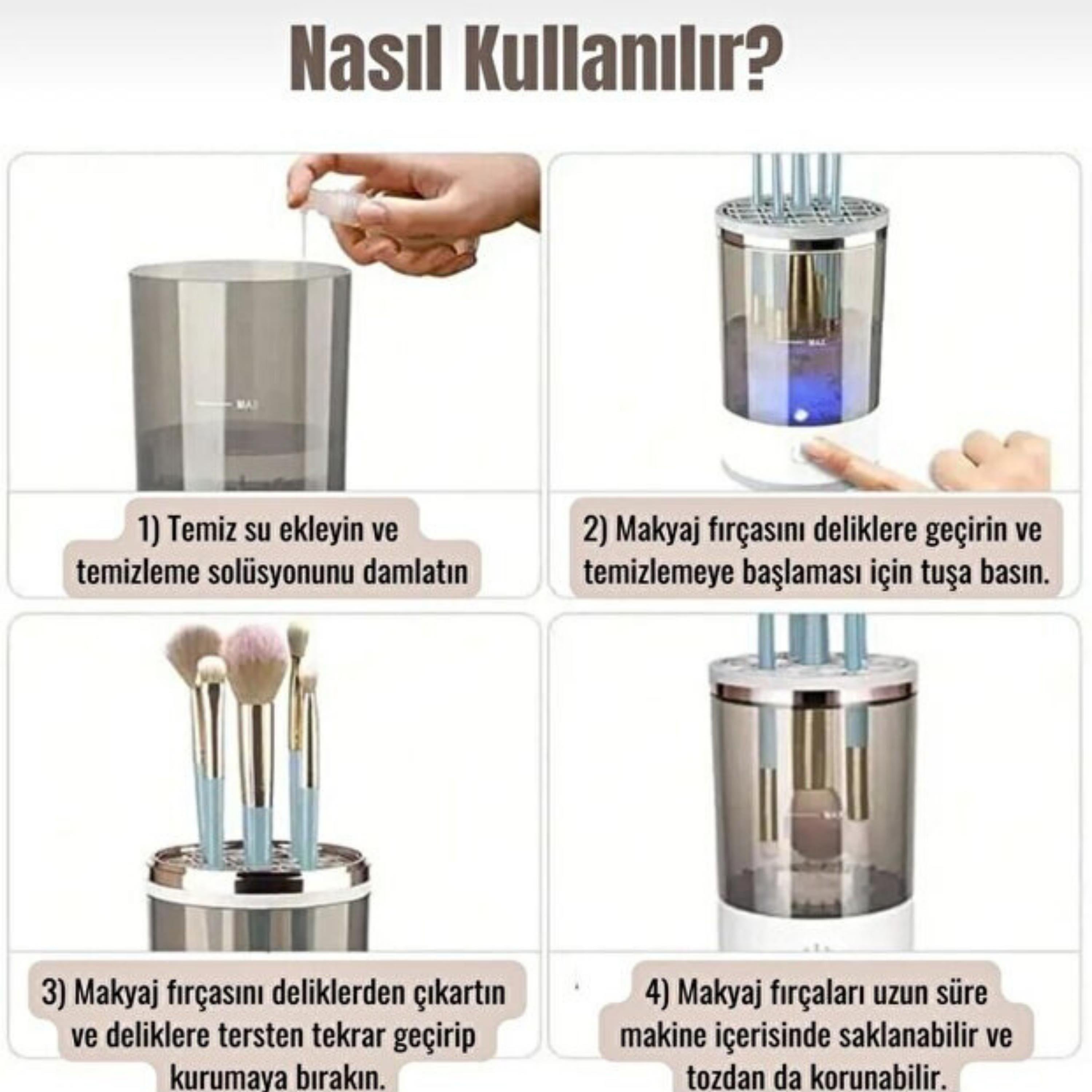Otomatik Makyaj Fırçası Temizleme Cihazı
