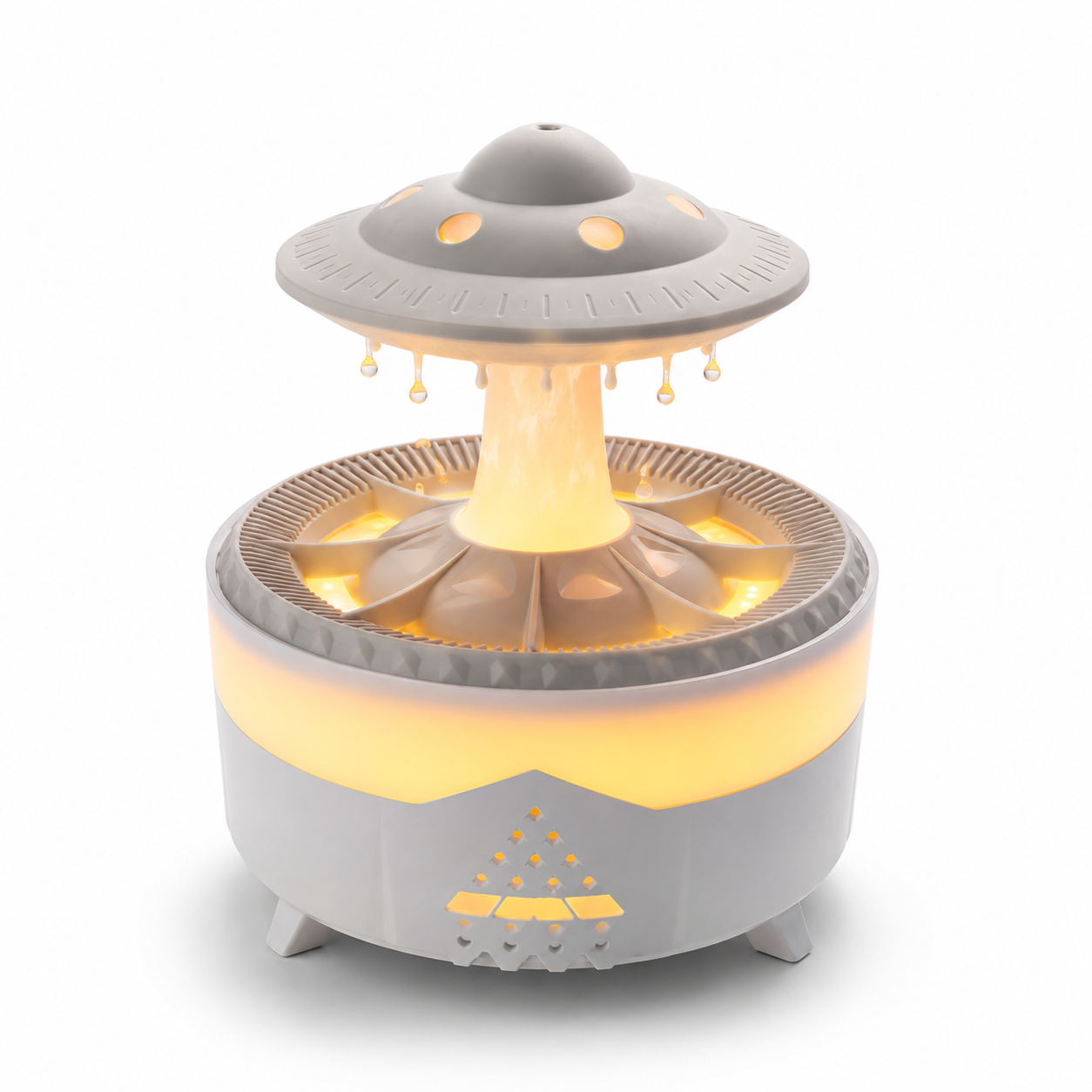 PDPG-V56 Ufo Tasarımlı Yağmur Damlacıklı Aroma Difüzörü Hava Nemlendirici LED Işıklı Buhar Makinesi Zaman Ayarlı Dekoratif Oda Nemlendirici