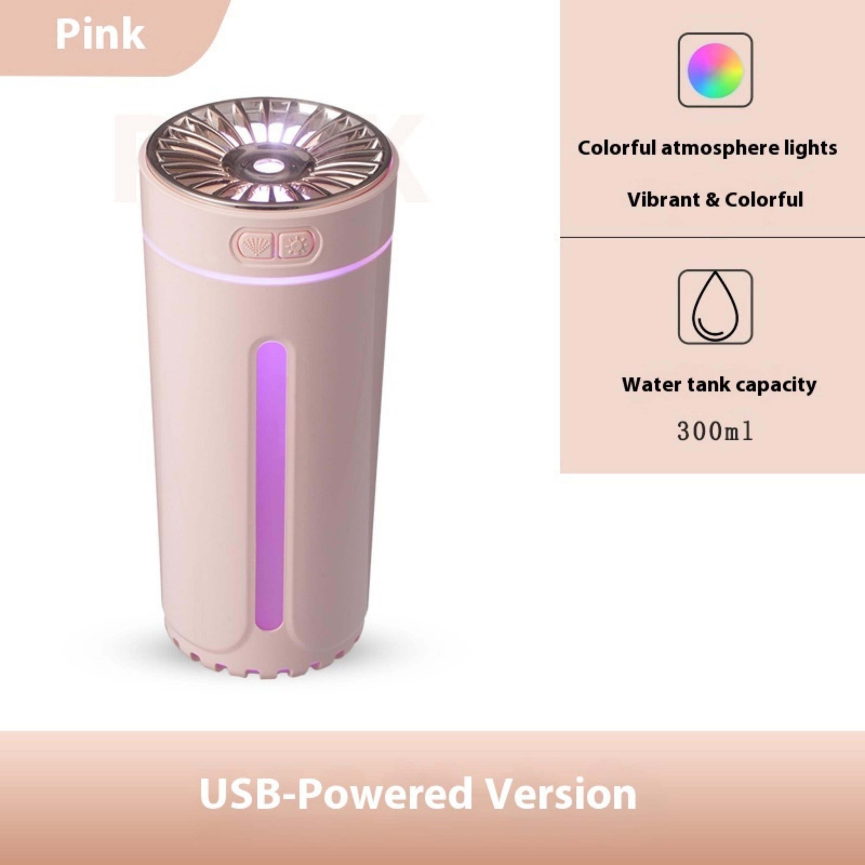 Pembe 0618 Araç Nemlendirici Usb Aroma Humidifier Rgb Işıklı Araç Masaüstü Ortam Hava Nemlendiric Aroma Difüzörü Buhar Makinesi