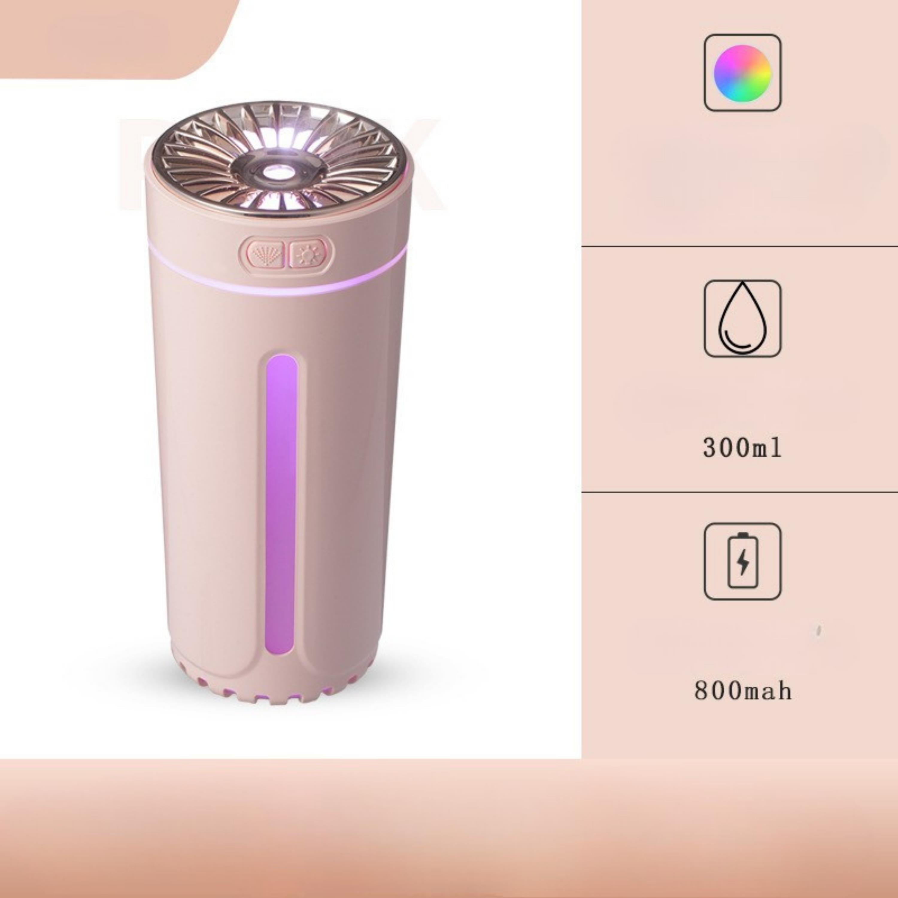 Pembe 0618 Araç Nemlendirici Usb Aroma Humidifier Rgb Işıklı Araç Masaüstü Ortam Hava Nemlendiric Aroma Difüzörü Buhar Makinesi