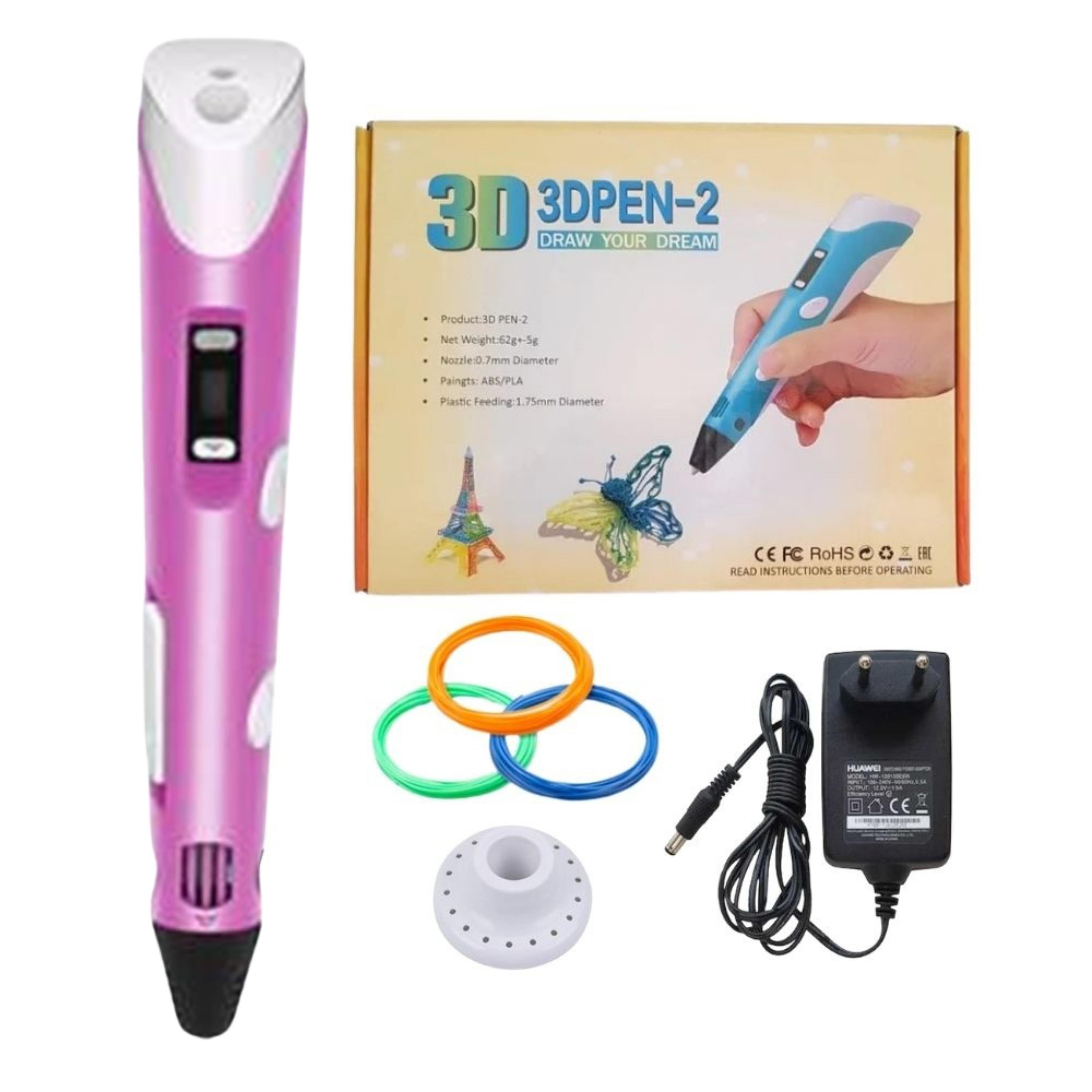 Pembe 3D Kalem Dijital Ekranlı Pen Printer