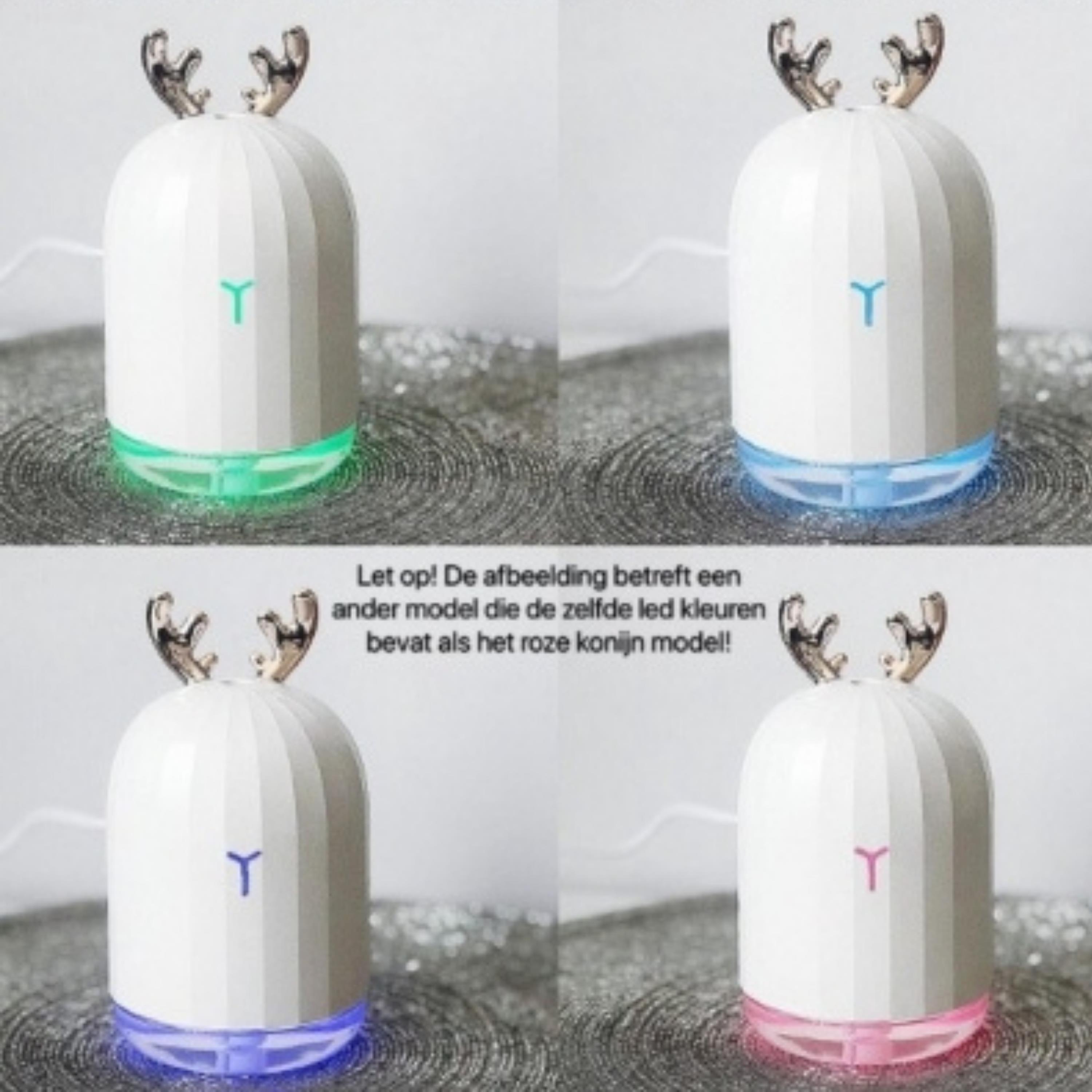 Pembe TSV Geyik Tasarımlı Lovely Humidifier Aroma Buhar Makinesi 7 Led Işıklı Hava Nemlendirici 