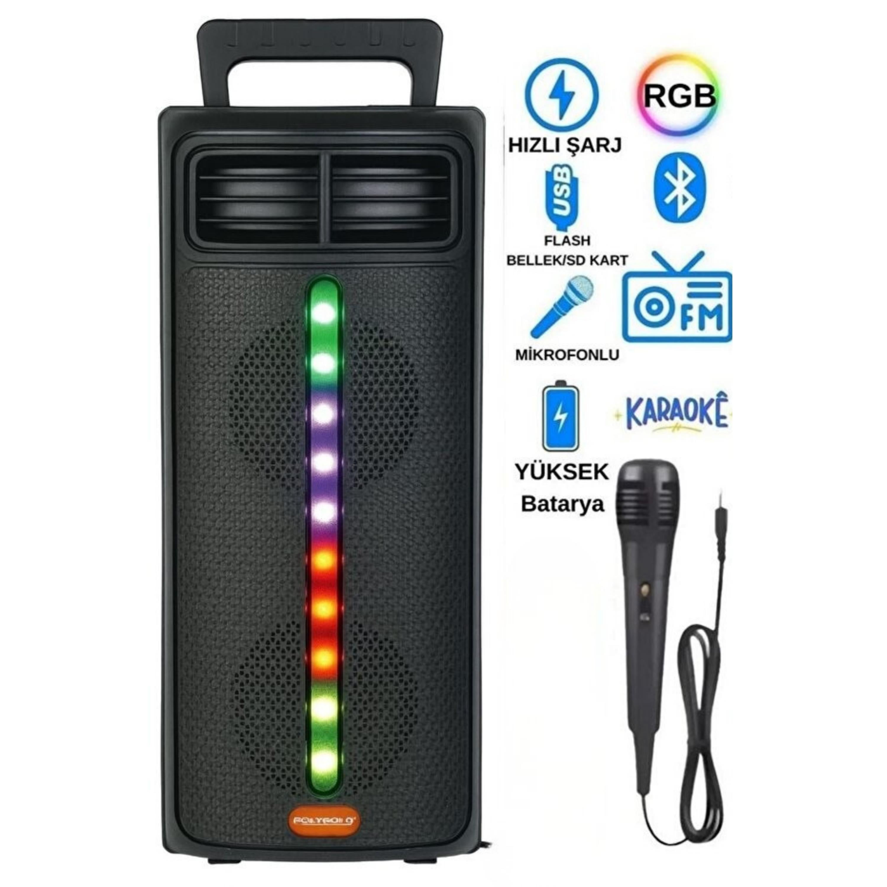 PG-4266 Mini Dijital Speaker Rgb Işıklı Taşınabilir Bluetooth Hoparlör