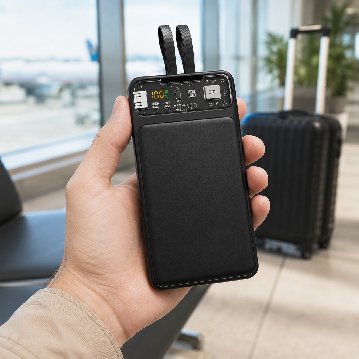PW210 10.000 mAh Powerbank 22.5W PD Hızlı Şarj Dahili Çoklu Kablolu LED Dijital Ekranlı Taşınabilir Şarj Cihazı Magsafe Powerbank