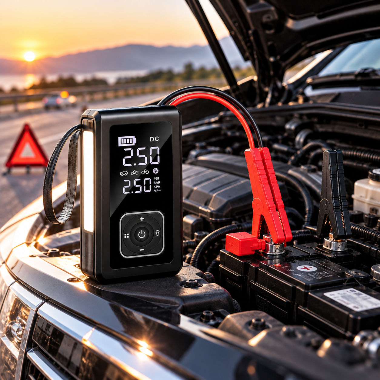 PW9080 5'i 1 Arada 10000 mAh Akü Takviye Cihazı 150 PSI Dijital Lastik Şişirme Pompası Taşınabilir Hava Kompresörü Powerbank LED Fener