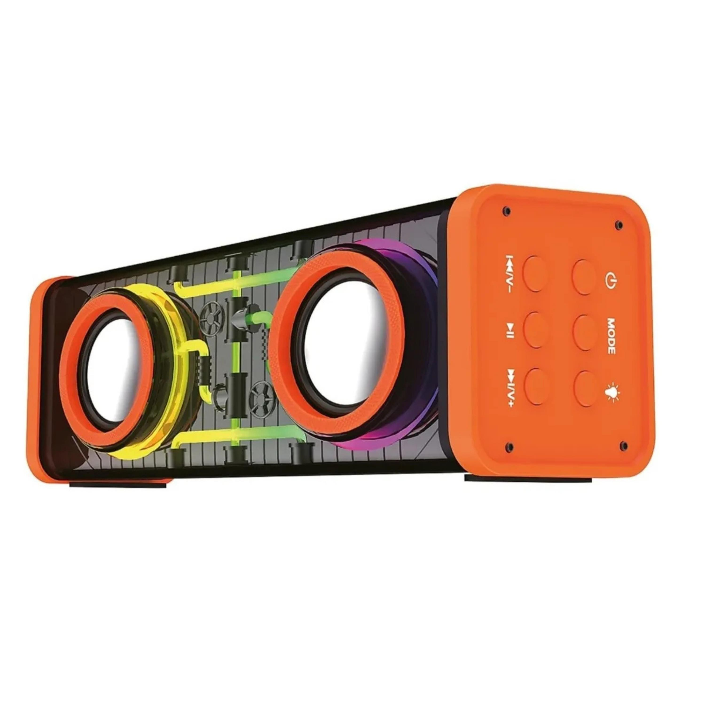 Turuncu V9 RGB Led Işıklı Şarjlı Bluetooth Hoparlör Şeffaf