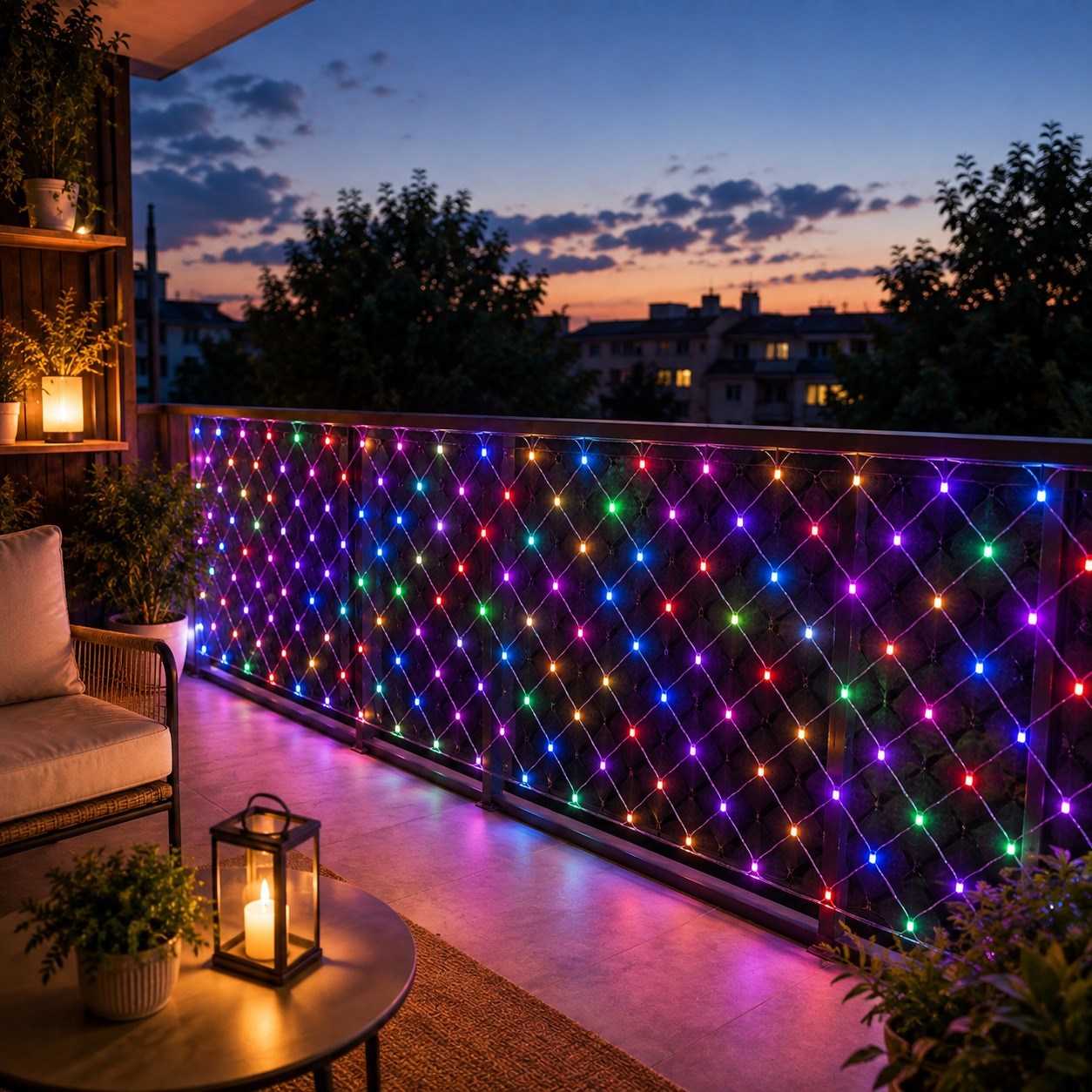 RGB Renkli Ağ LED Aydınlatma Dekoratif Çok Renkli Işık Bahçe Balkon Teras Çit Duvar Yılbaşı Parti ve Dış Mekan Süsleme Ledi