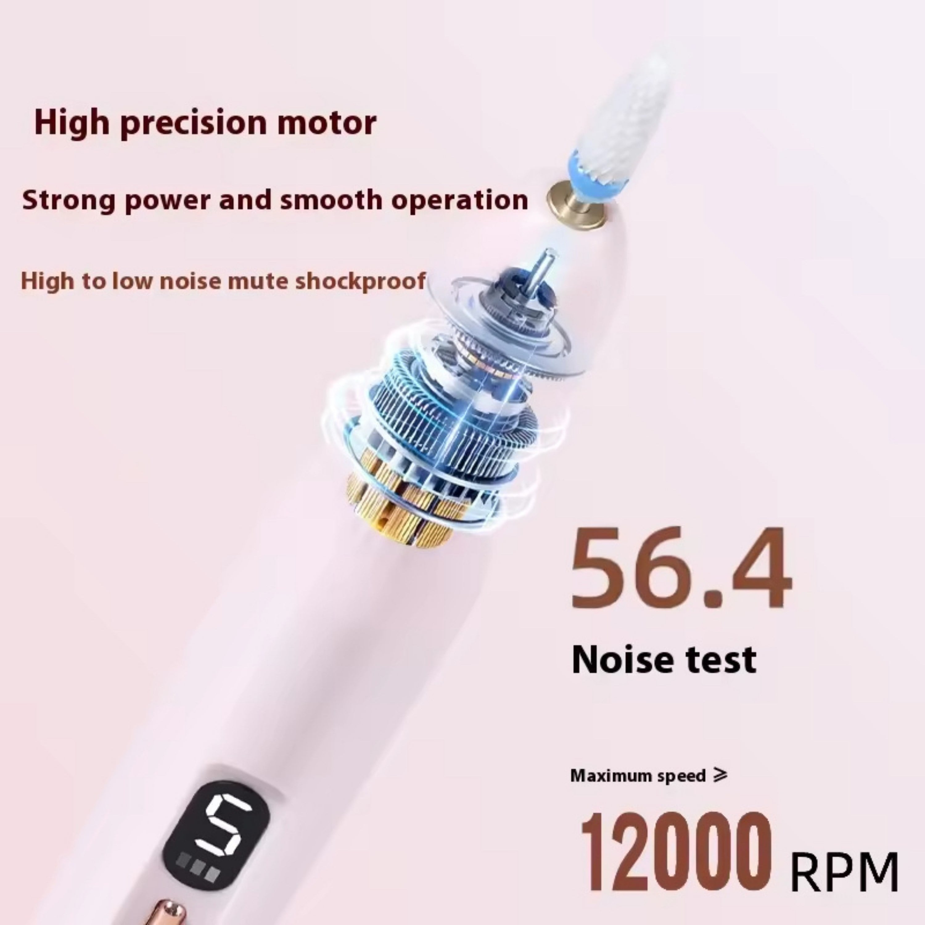 Şarjlı Dijital Tırnak Freze Seti UV Kurutmalı 6 Başlıklı 12000 RPM 5 Kademeli Hız Ayarlı Manikür Pedikür Cihazı