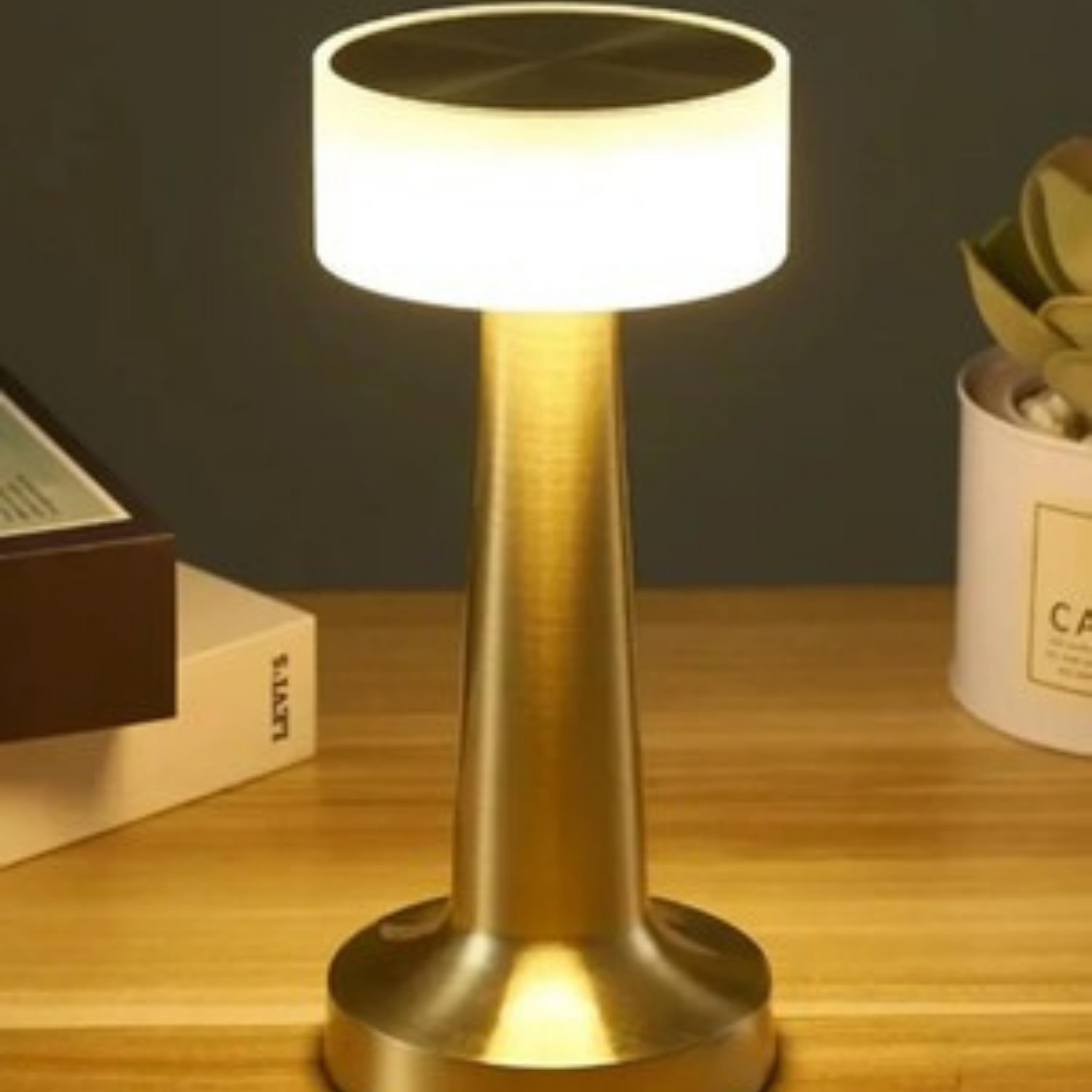 Şarjlı Dokunmatik Masa Lambası Dekoratif Abajur Led 3 Renk Modlu Gece Lambası