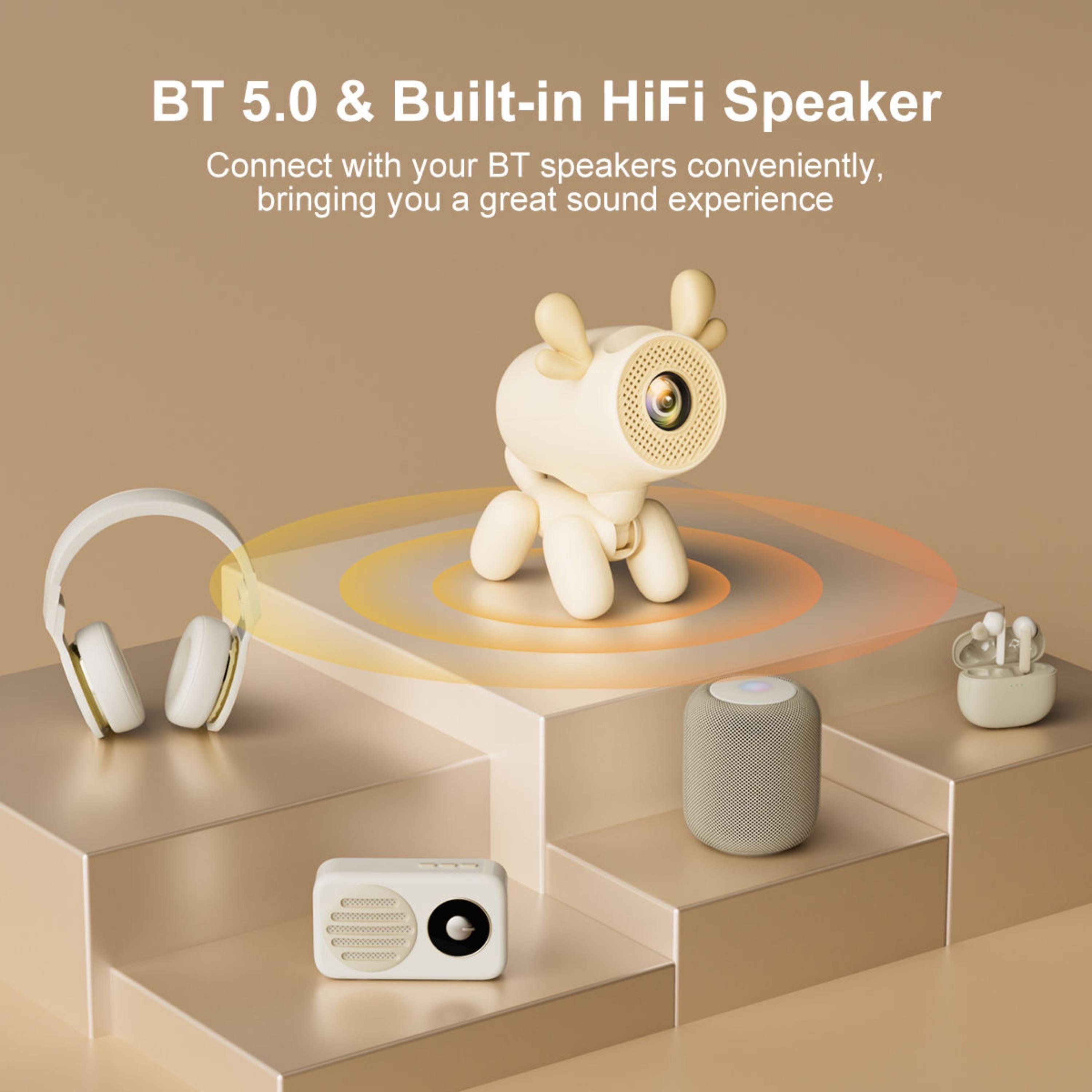 Sevimli Köpek Tasarımlı Mini Akıllı Projektör Android 13 Bluetooth 5.0 Dahili Hoparlör 720P HD 4K Destek Taşınabilir Ev Sinema Projeksiyon Cihazı 