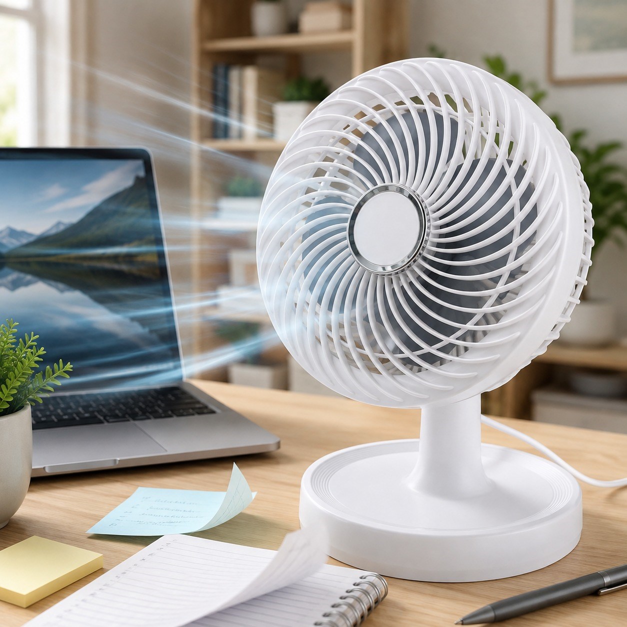 SF7703 Mini Masaüstü Vantilatör 2 Kademeli Hız Ayarlı Sessiz Çalışma 45° Otomatik Salınımlı 2200 RPM Fan Oynar Başlıklı 