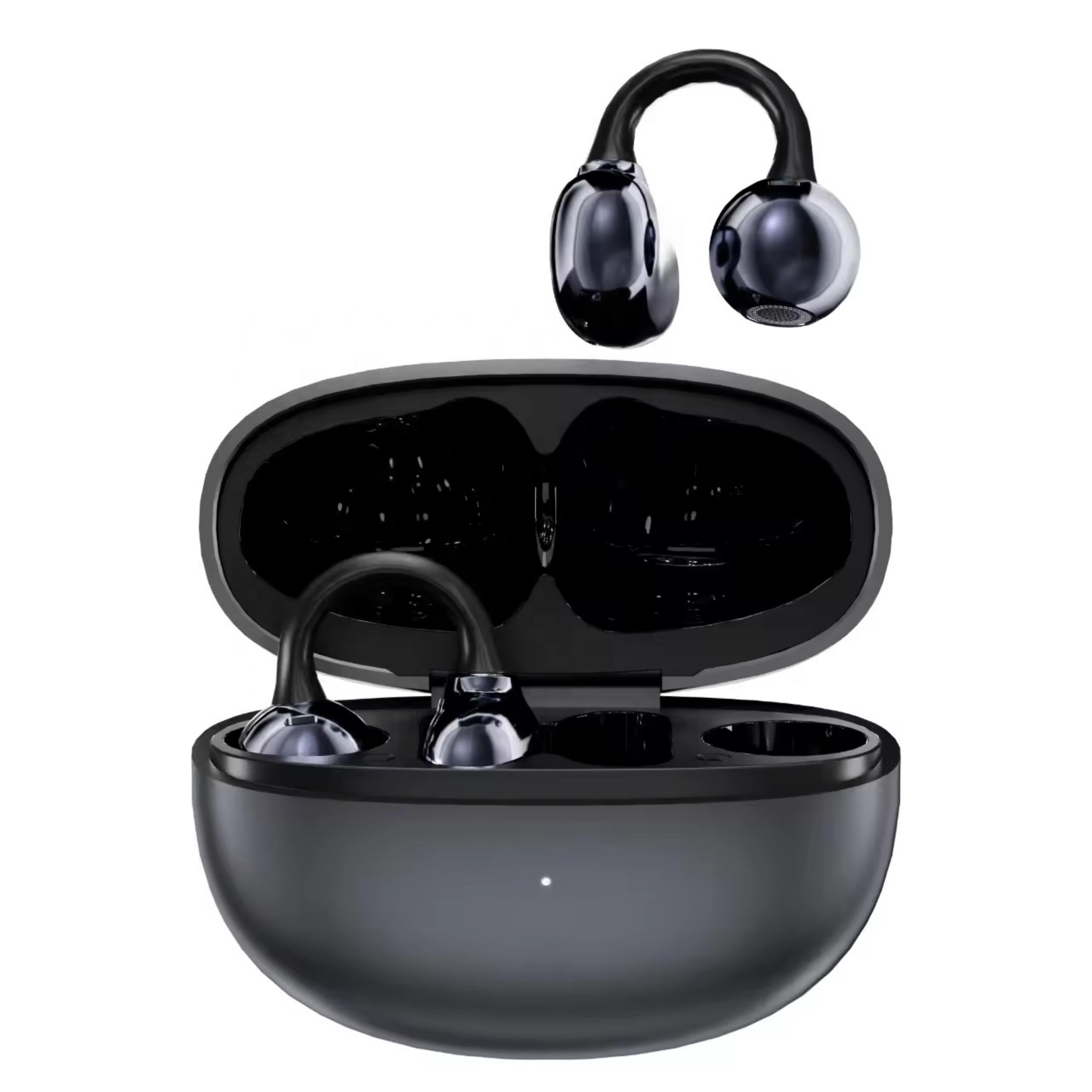 Siyah ACB76 Klipsli Kulaklık ENC + Siri OWS Açık Kulak Bluetooth Kulaklık Bluetooth 6.0 Type-C Şarjlı Kablosuz Kulaklık Gürültü Azaltma Özellikli