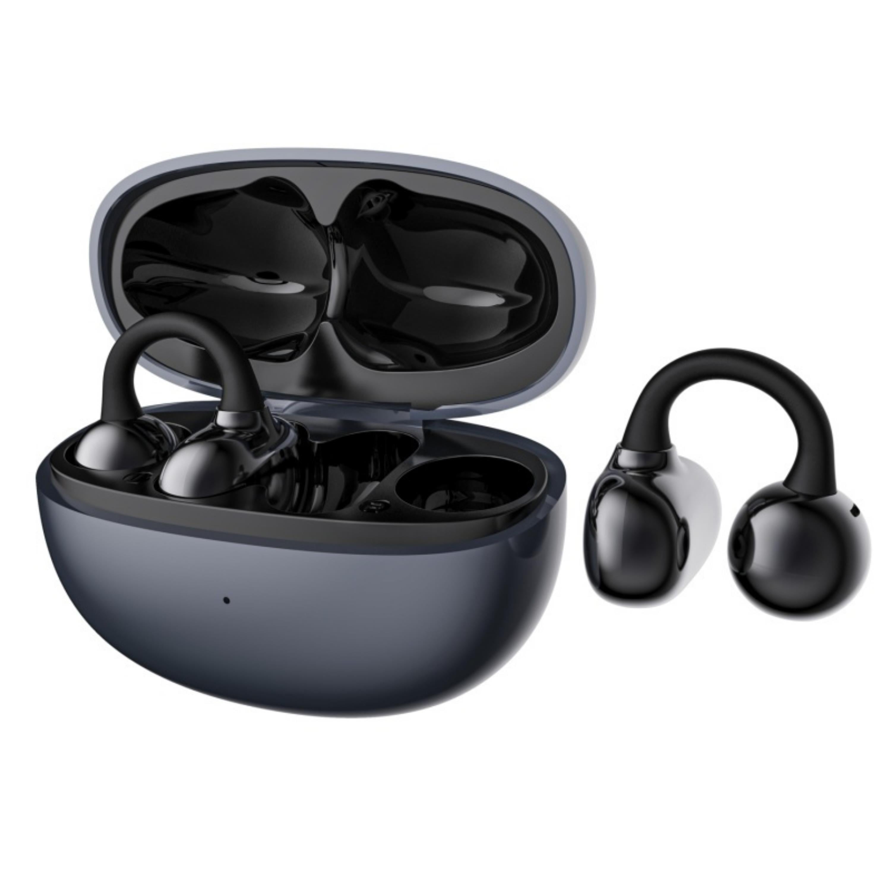 Siyah ACB76 Klipsli Kulaklık ENC + Siri OWS Açık Kulak Bluetooth Kulaklık Bluetooth 6.0 Type-C Şarjlı Kablosuz Kulaklık Gürültü Azaltma Özellikli